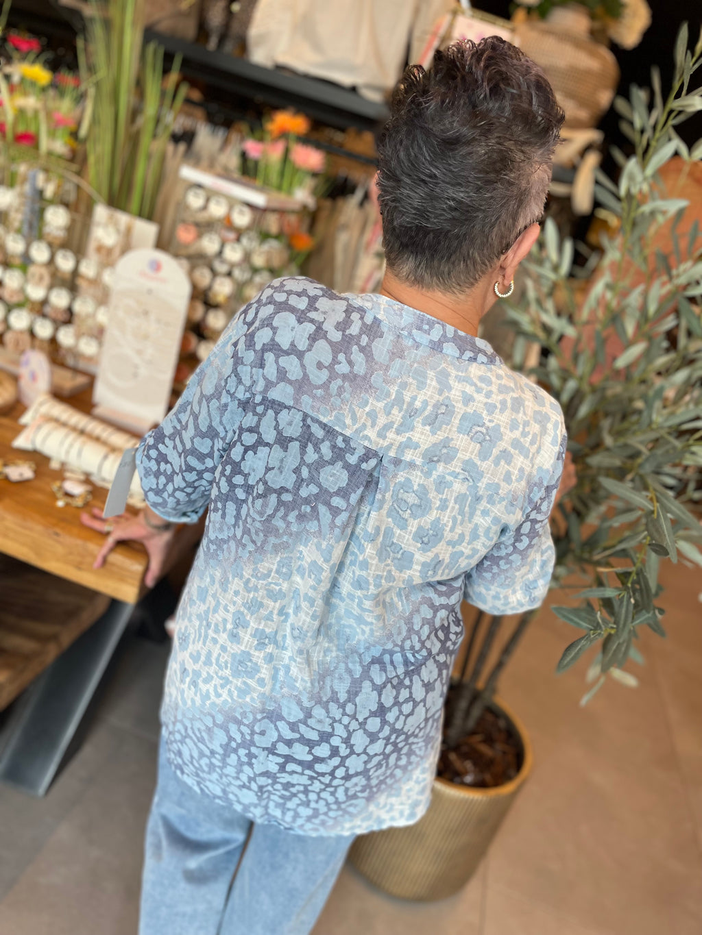 Katoenen blouse loes blauw