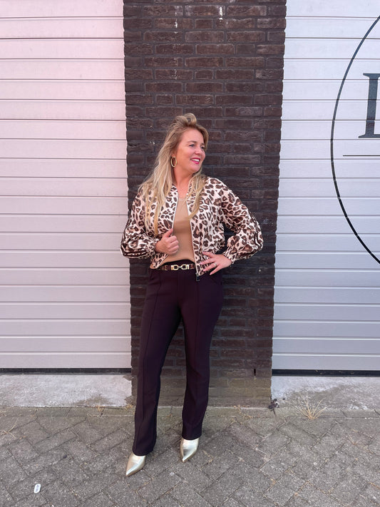 Legging met bies bruin