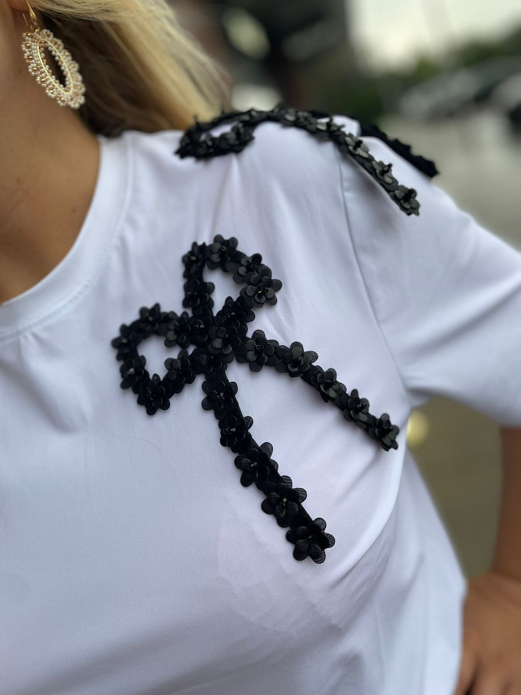 Mi Piace -Shirt met glitter strik