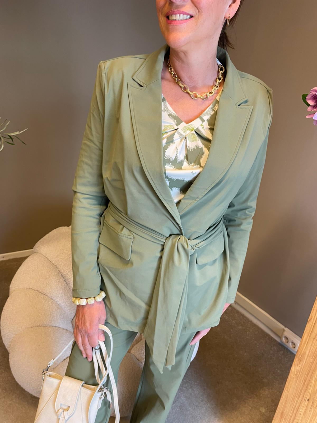 Mi Piace - travel blazer belted Olive MP202823