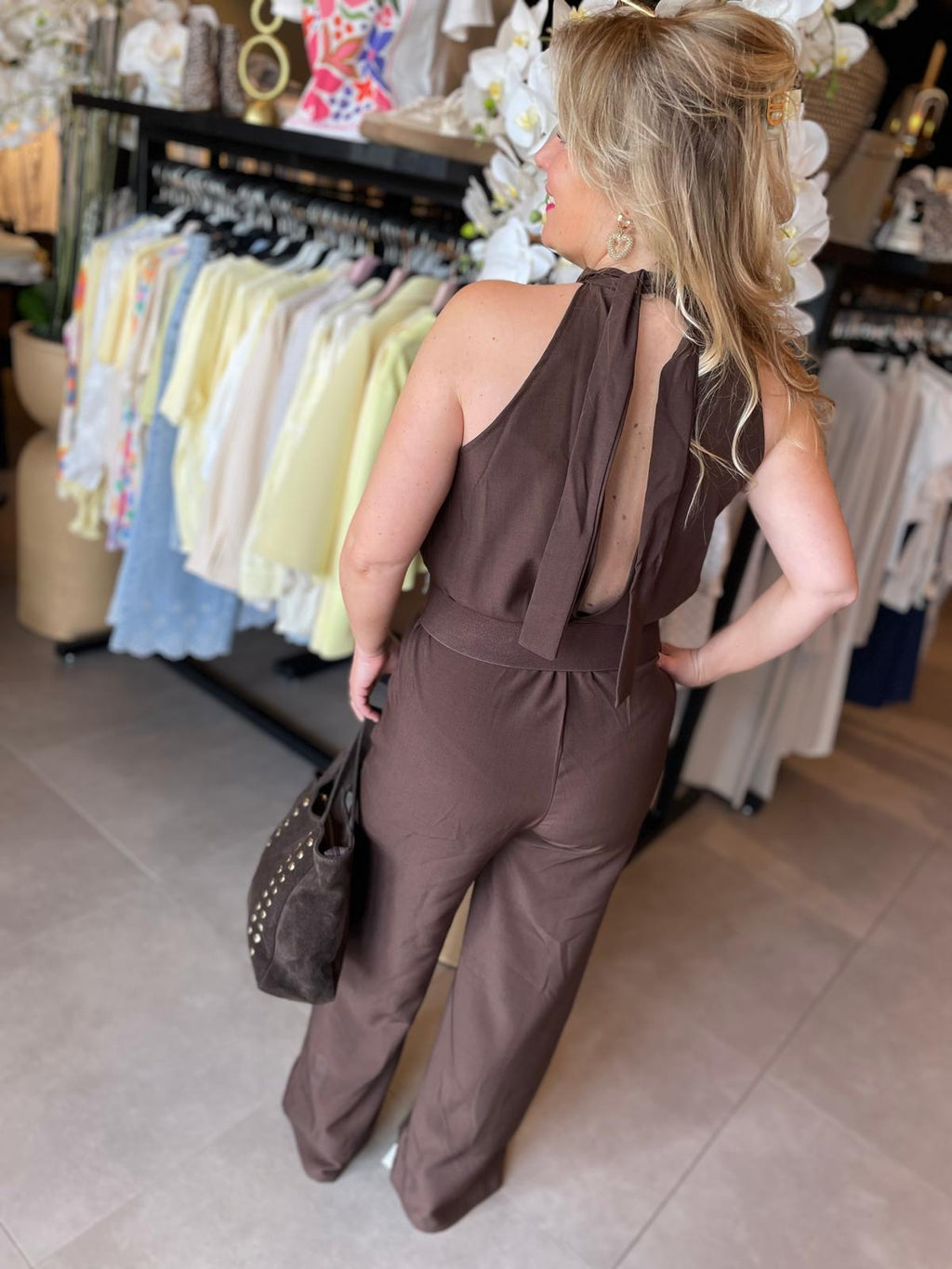 Jumpsuit donkerbruin