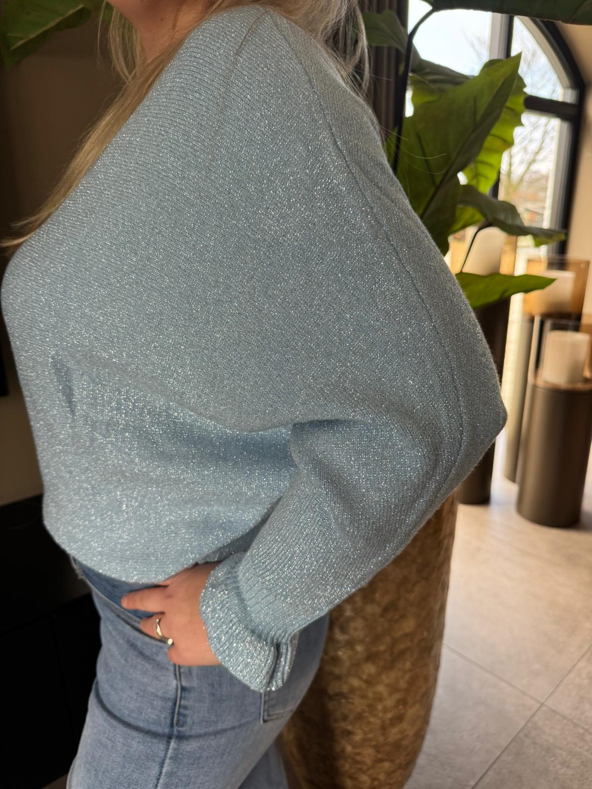 Glittertrui blauw