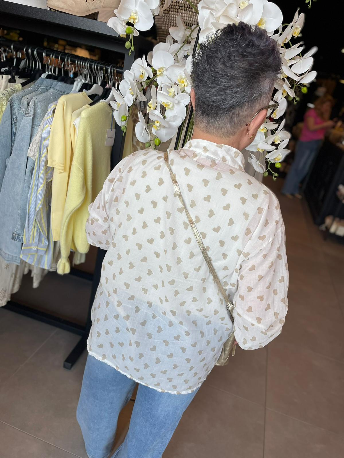 Kantoenen blouse Loes hartjes