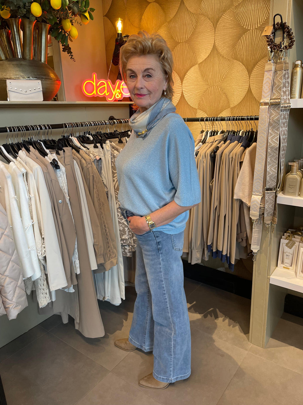 Triple Nine top Isa glitter blauw