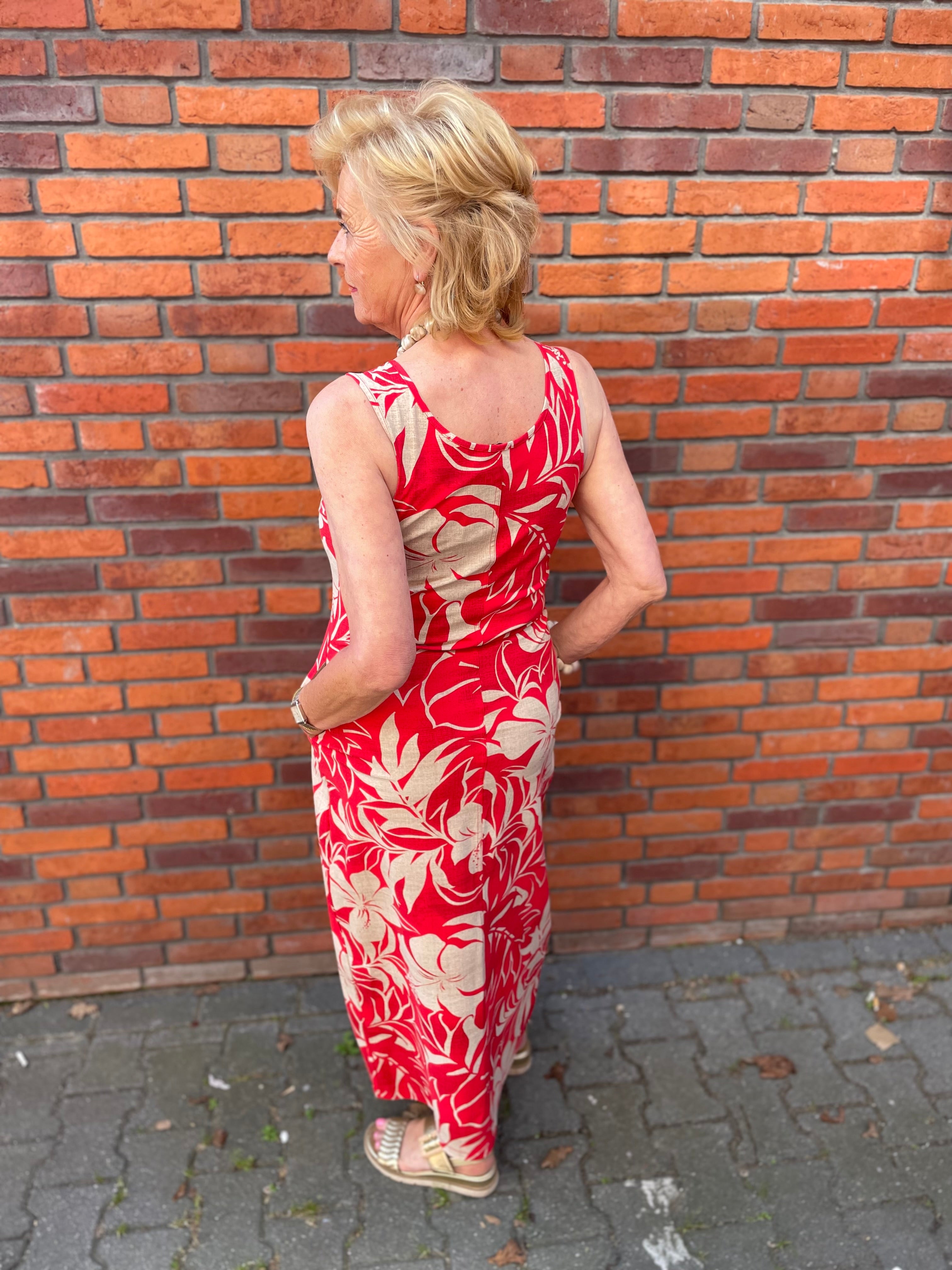 Mi Piace - jurk red tropical hibiscus print MP202278P