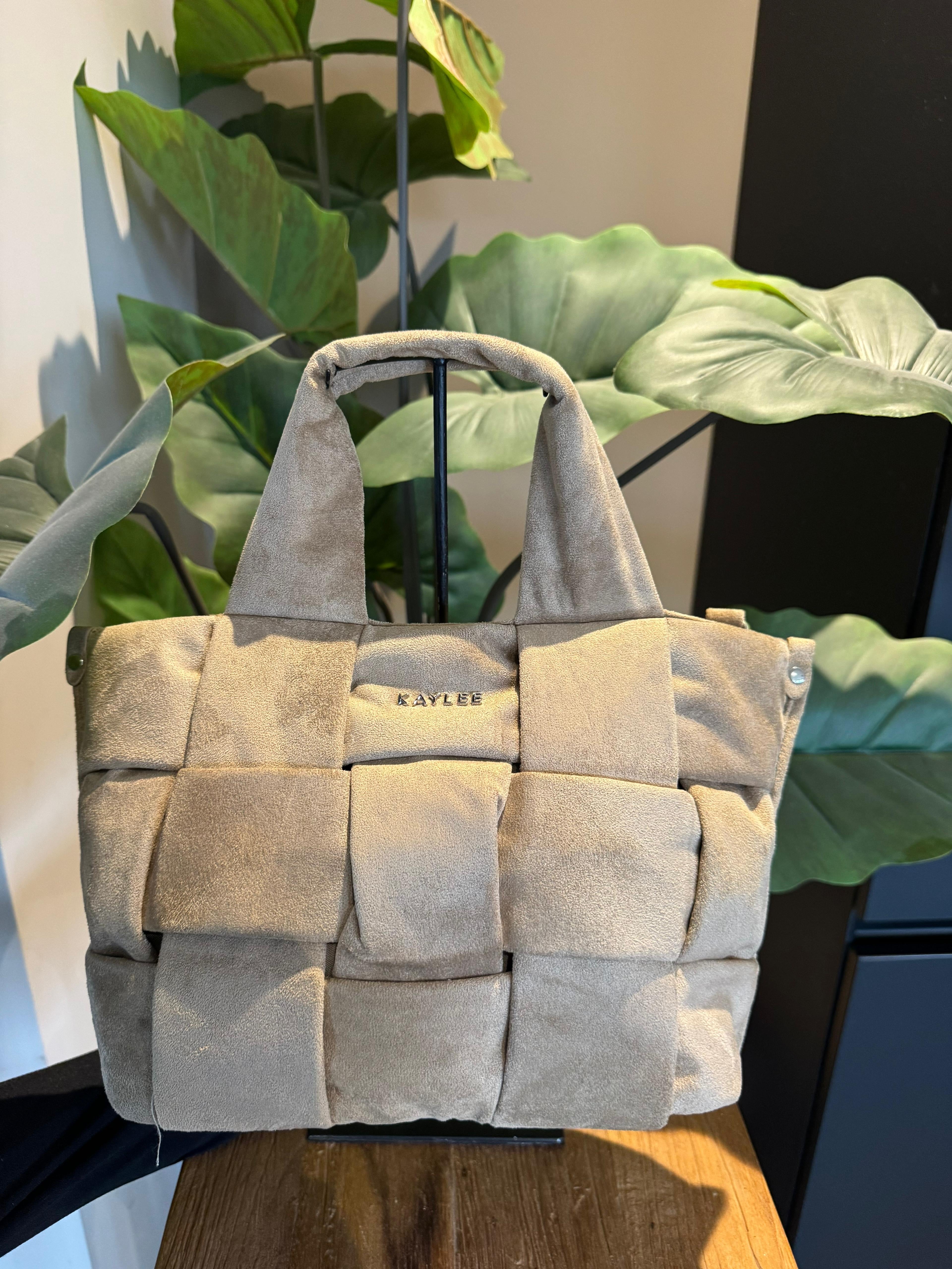 Suedinelook vakken tas Lilly taupe