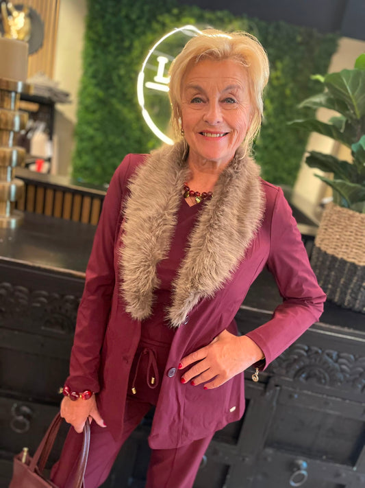 Angelle milan - Blazer lang bordeaux 1582