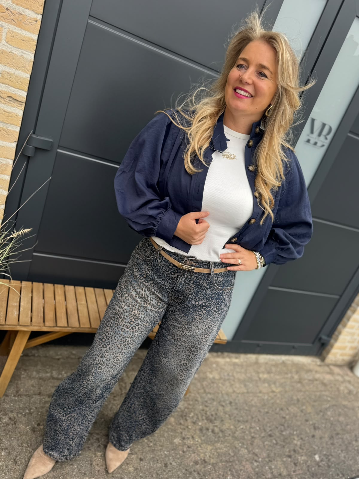 Ballon jeans panter blauw