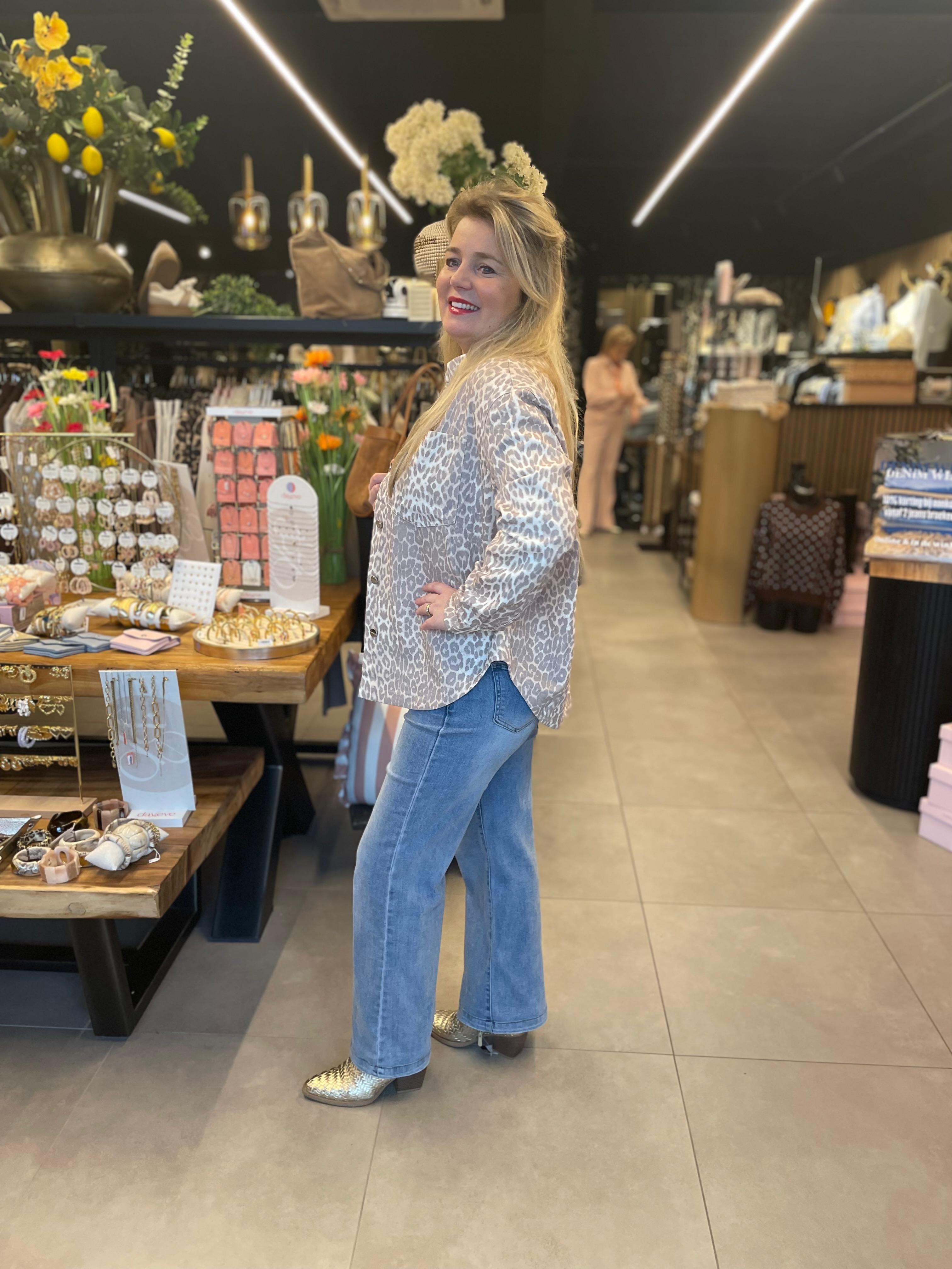 Panter spijkerjasje Mila beige