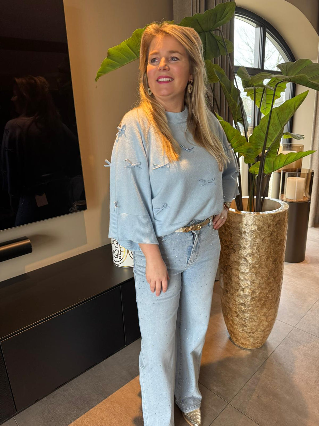 Trui Jolie strikjes blauw