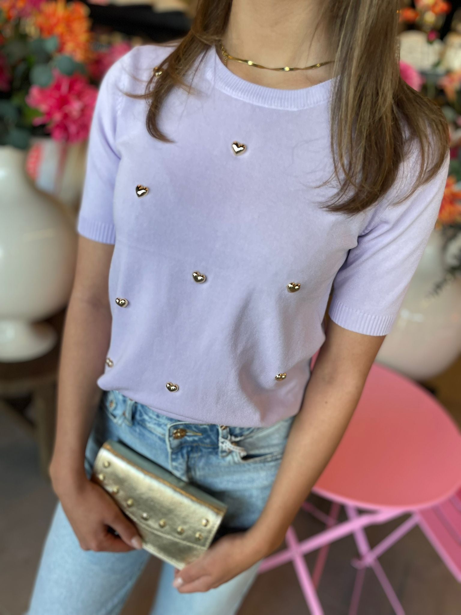 T-shirt Lola hartjes lila