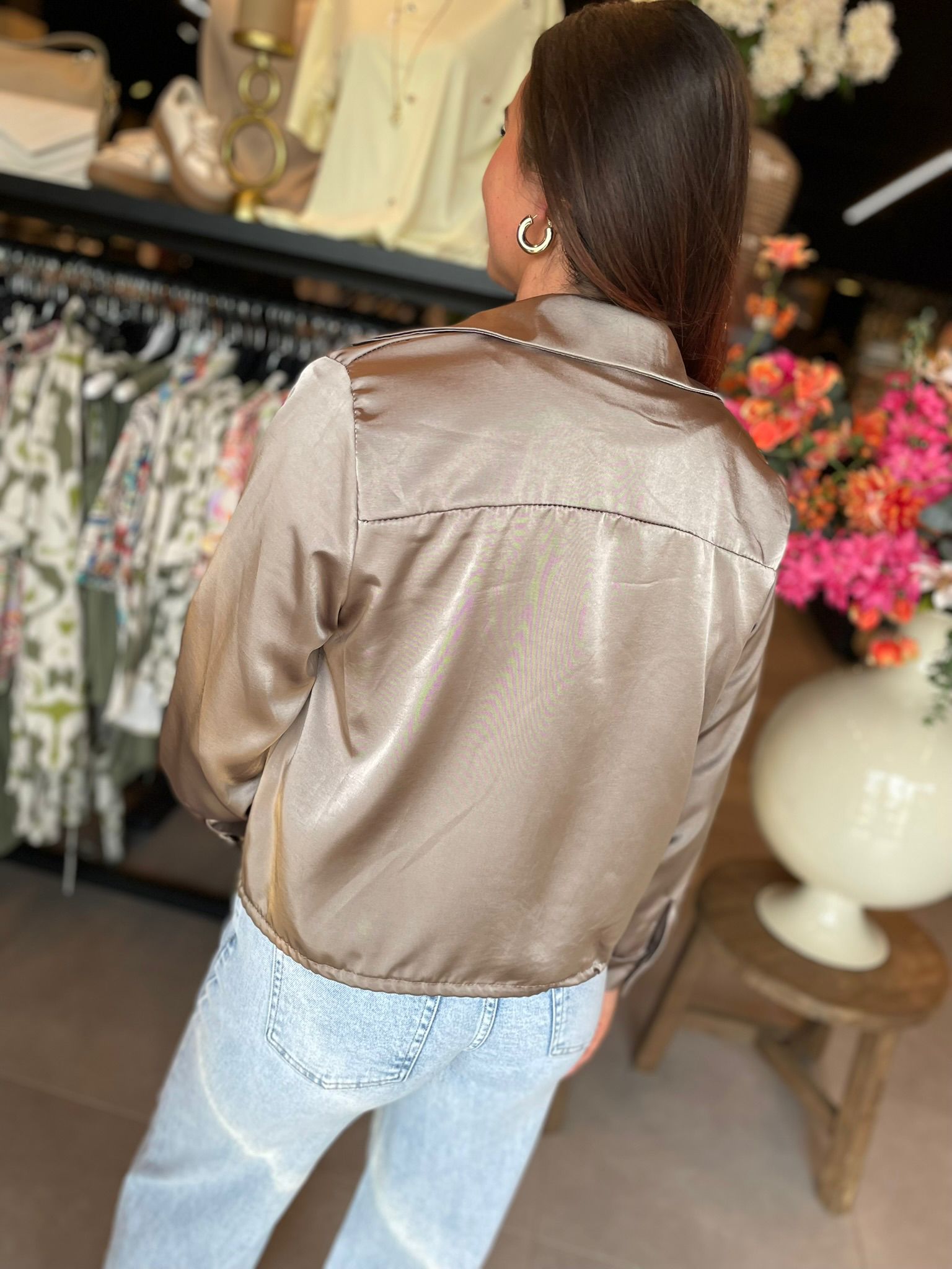 Blouse Satijn Jetty taupe