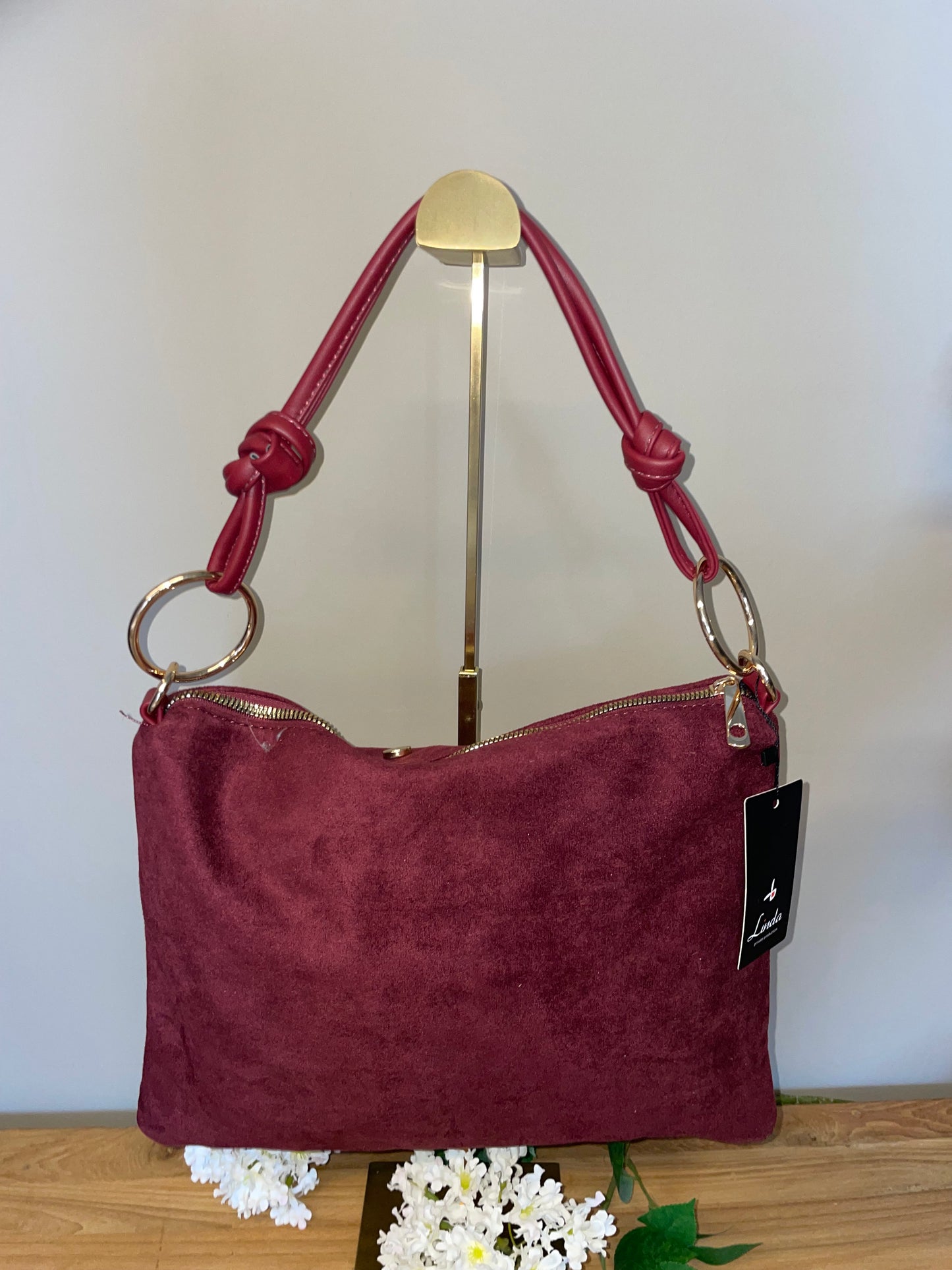 Tas bordeauxrood studs