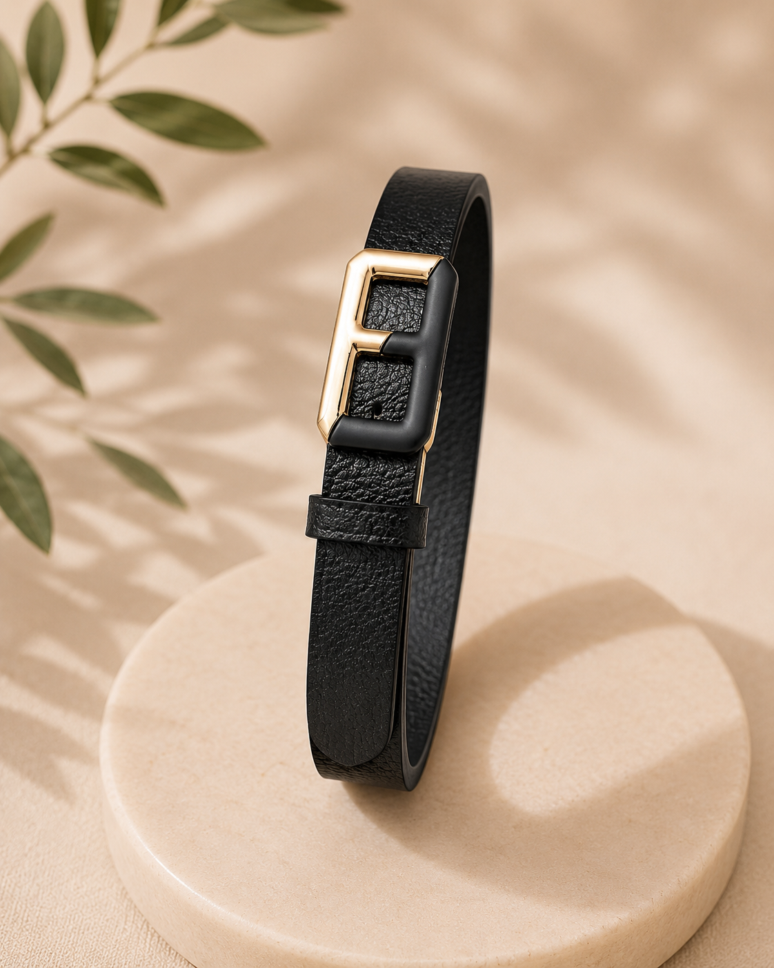 Elastische brede riem buckle zwart