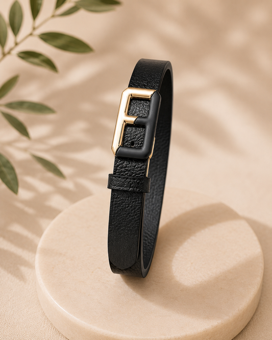 Elastische brede riem buckle zwart