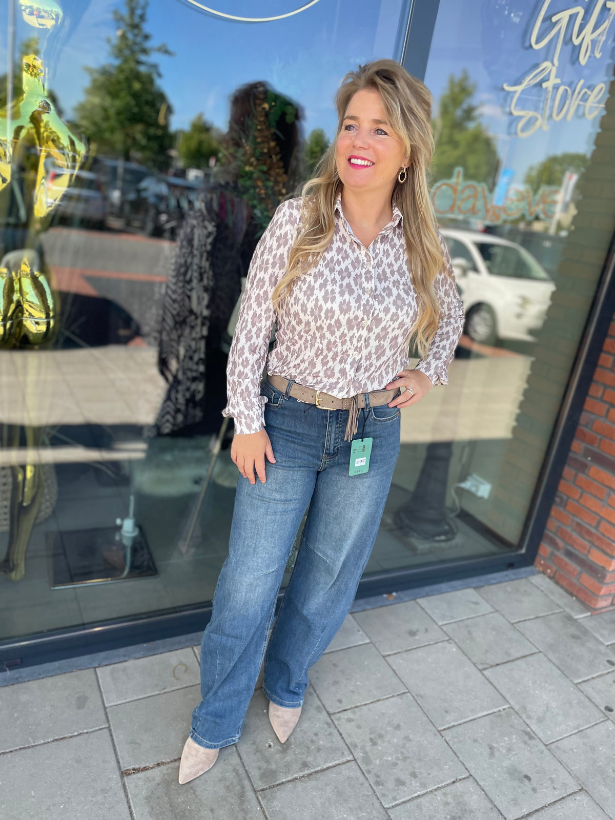 Angelle milan blouse panter beige