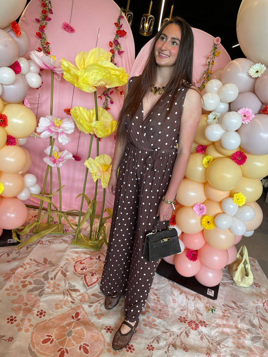 Jumpsuit dots bruin