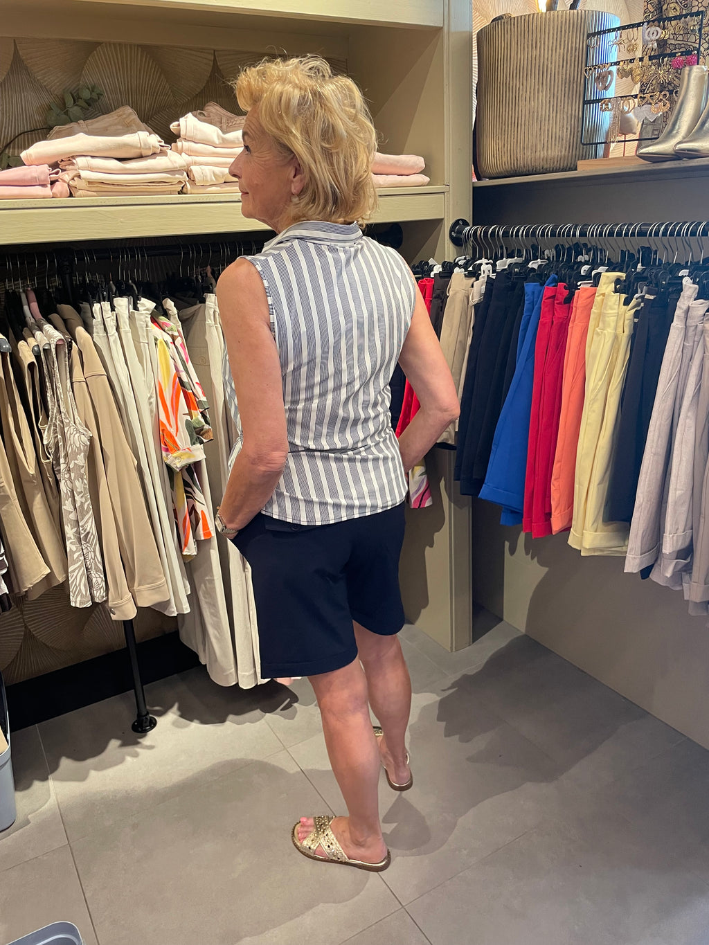 Triple Nine Top zonder mouw BLS-5944 Donkerblauw streep