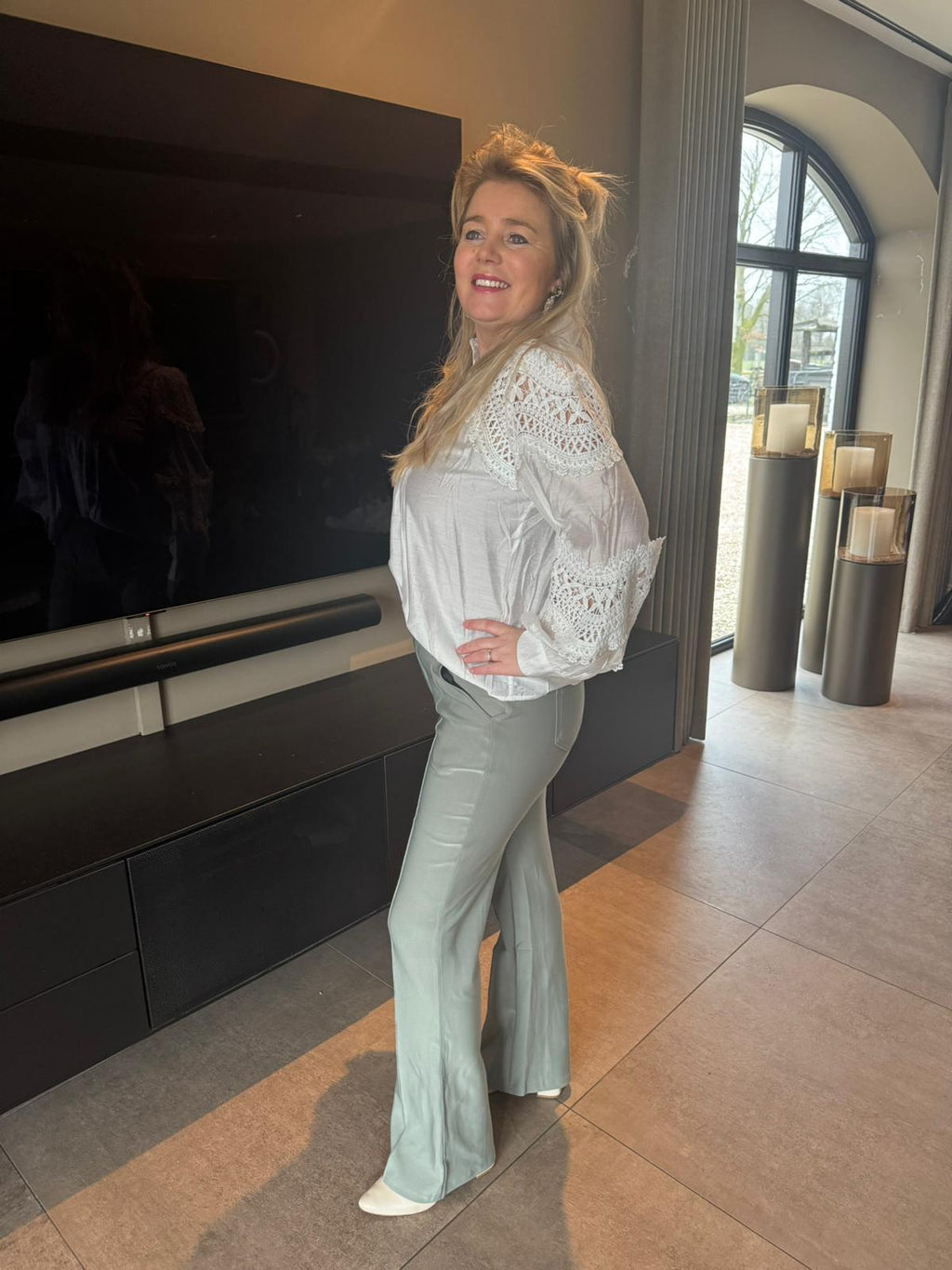 Legging met bies groen
