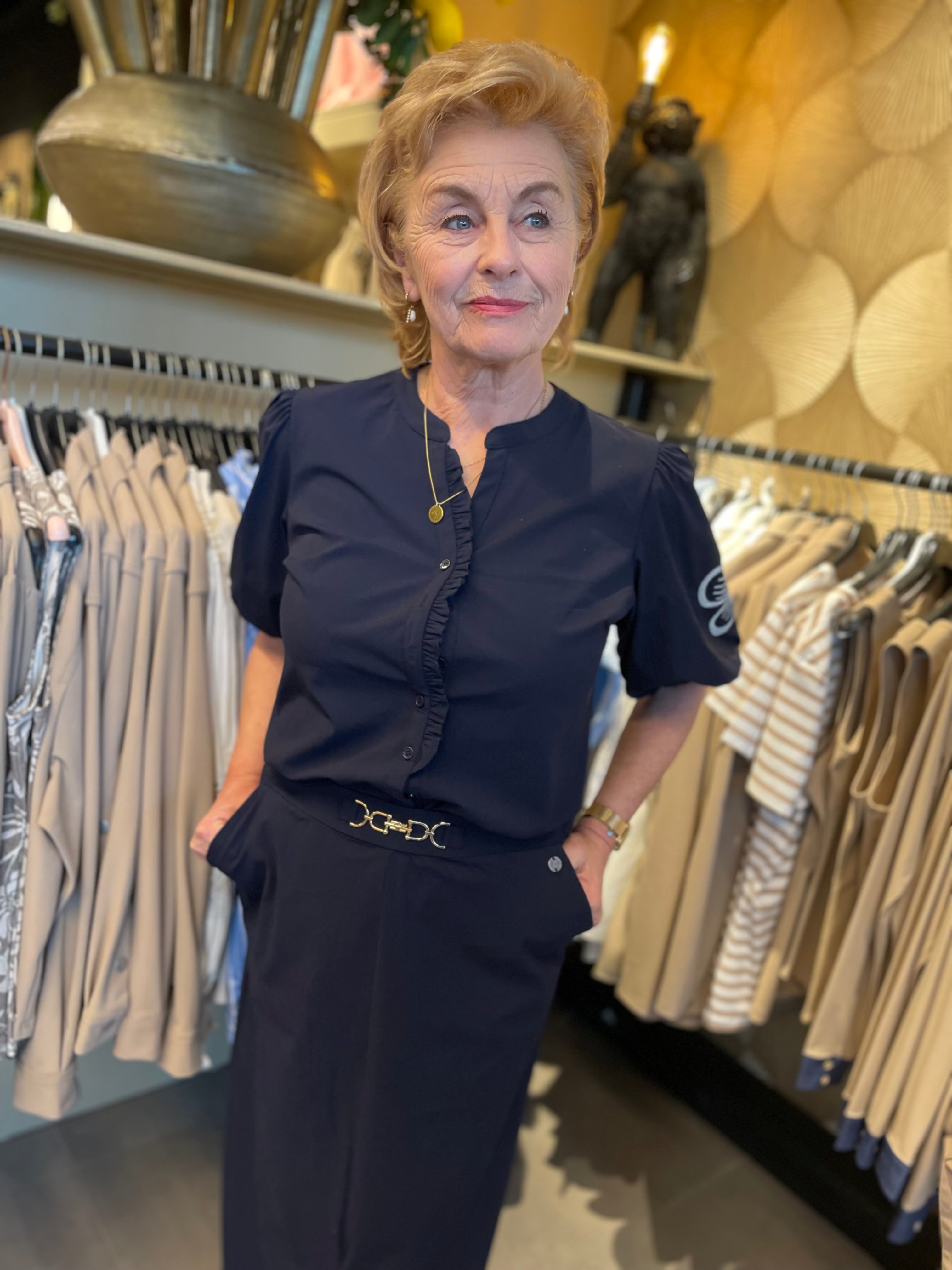 Triple Nine - Travel Blouse Rosa kleur donkerblauw- 5943