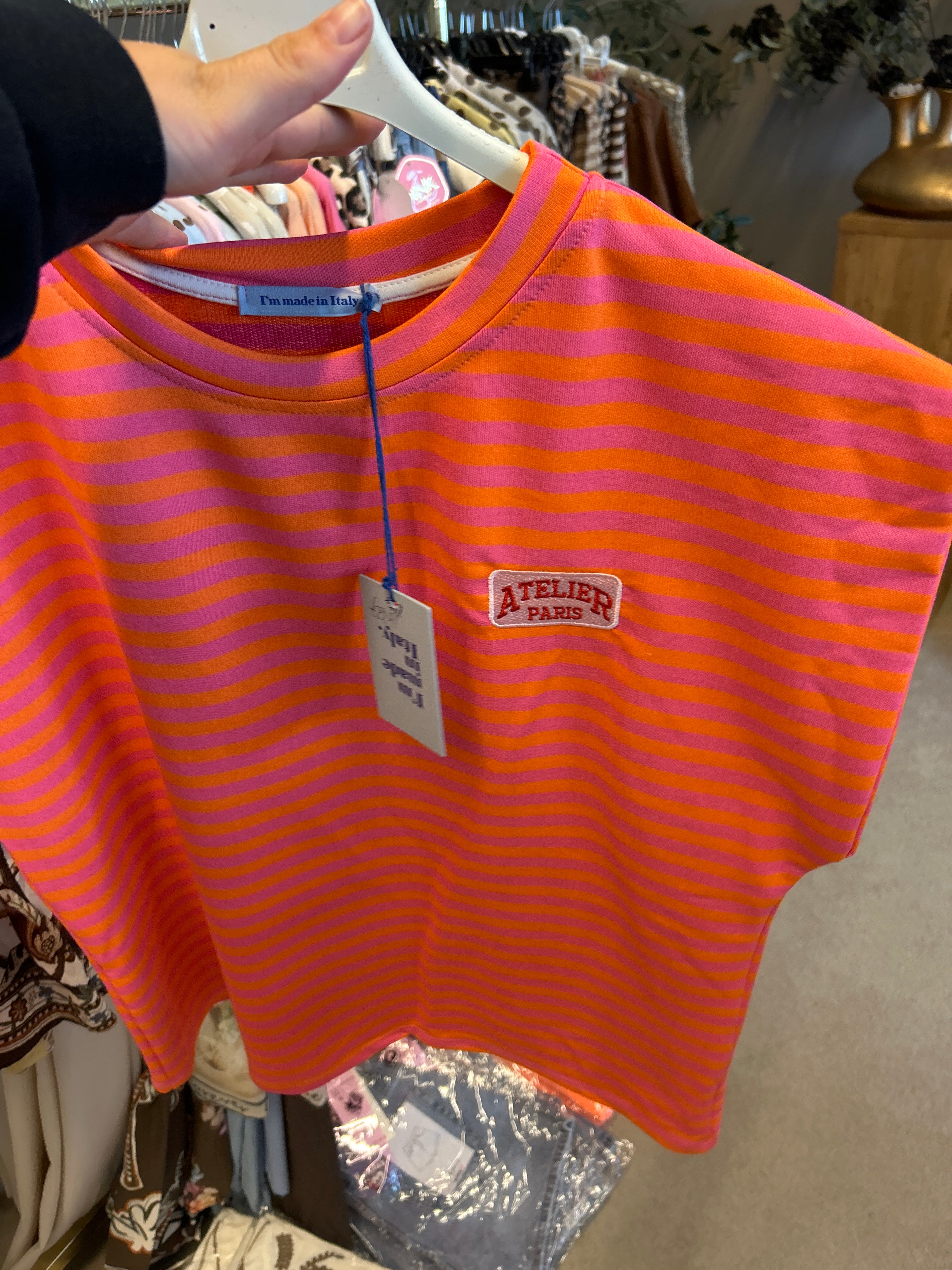 Top Atelier Paris - roze oranje gestreept
