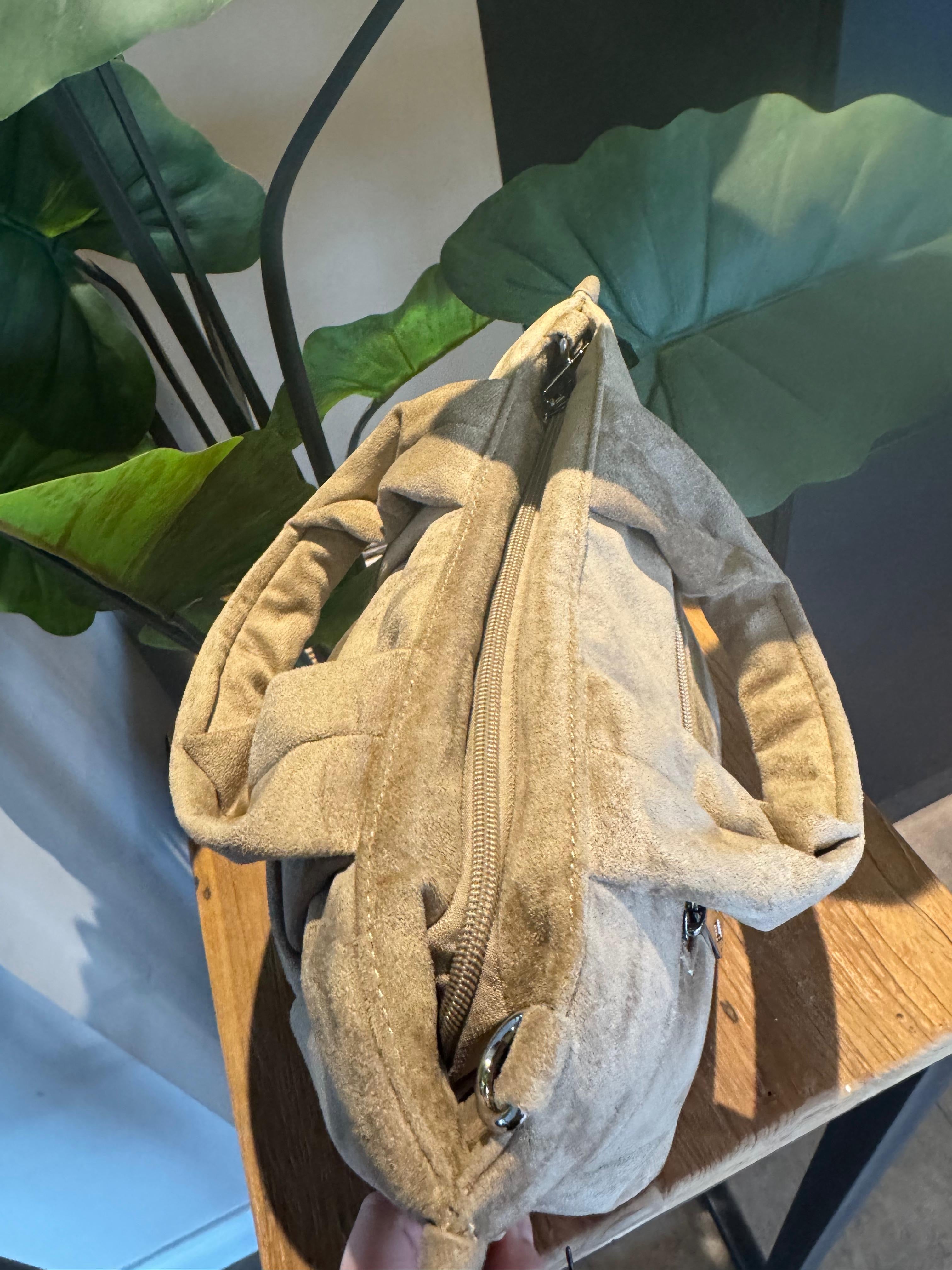 Suedinelook vakken tas Lilly taupe