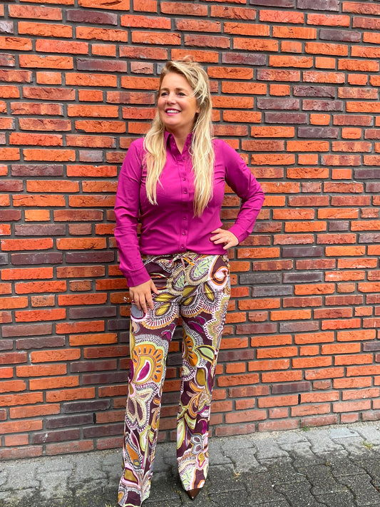 Mi Piace - Travel broek wide leg Big Paisley Print Multicolour