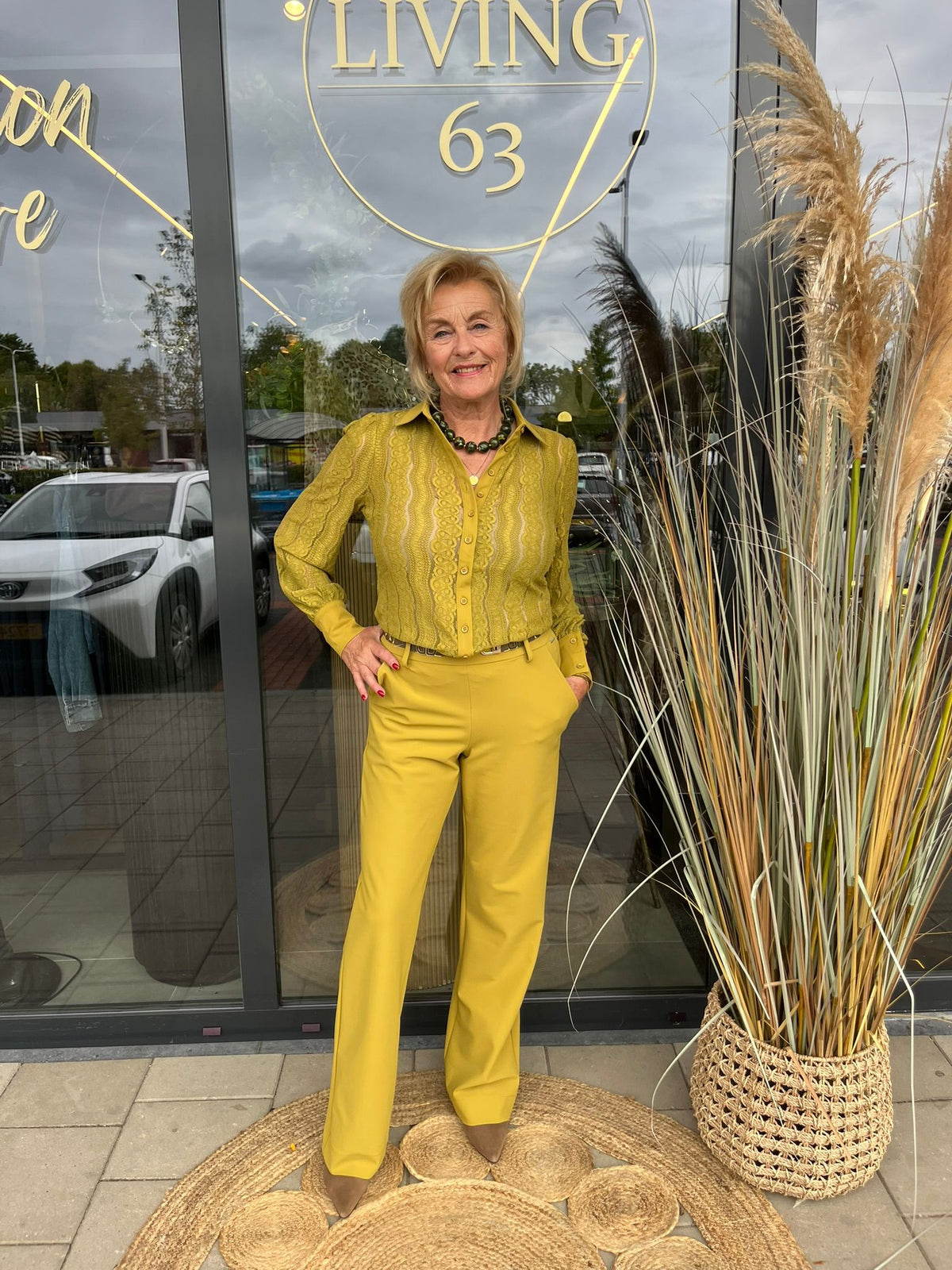 Mi Piace Kanten Blouse Olive Oil MP202352