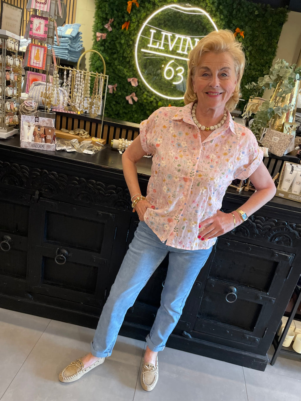 Blouse kate bloemen - roze