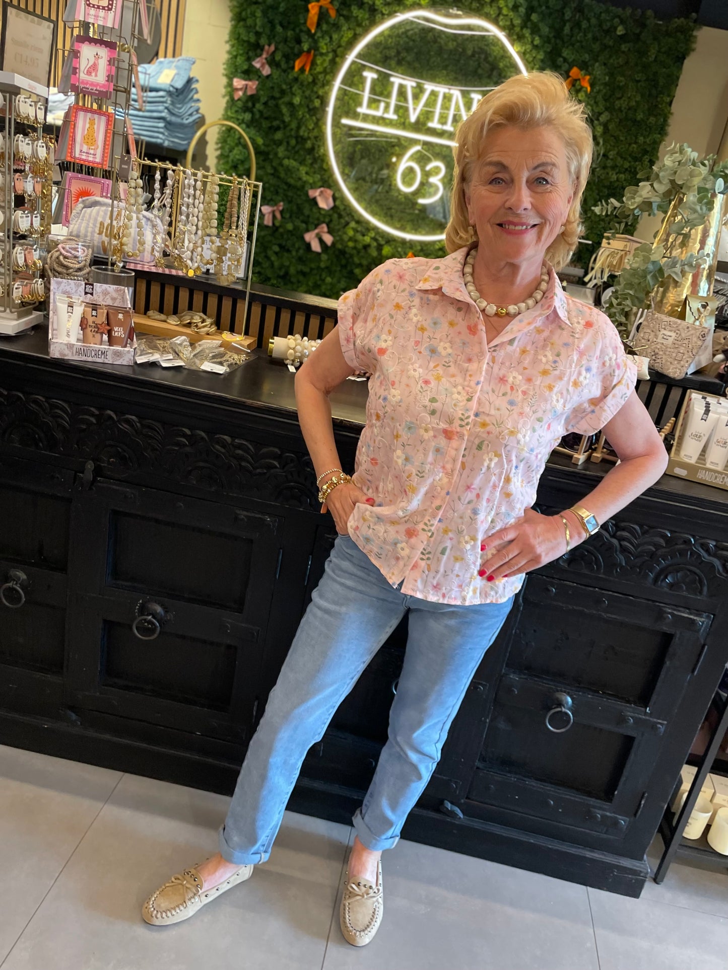 Blouse kate bloemen - roze