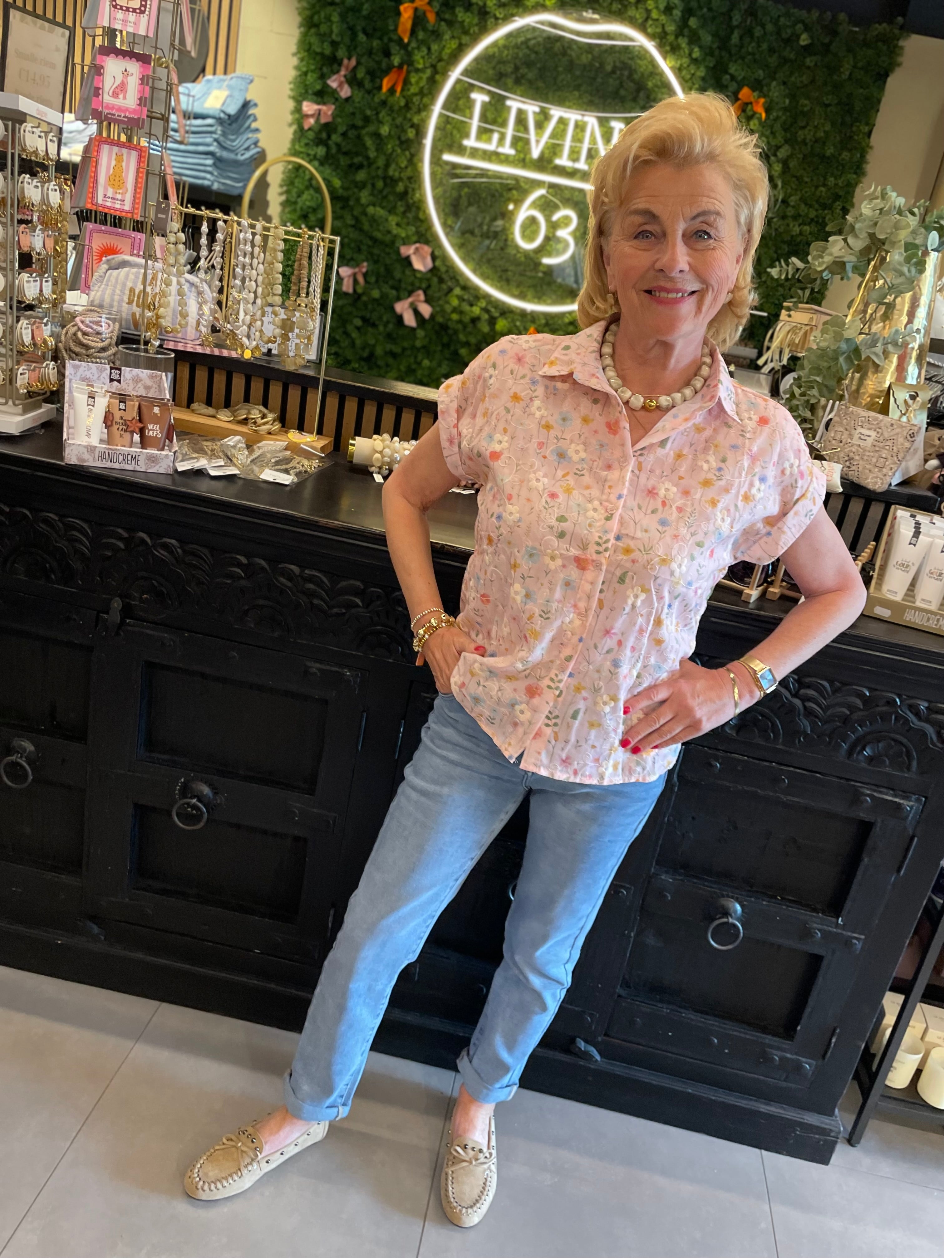 Blouse kate bloemen - roze