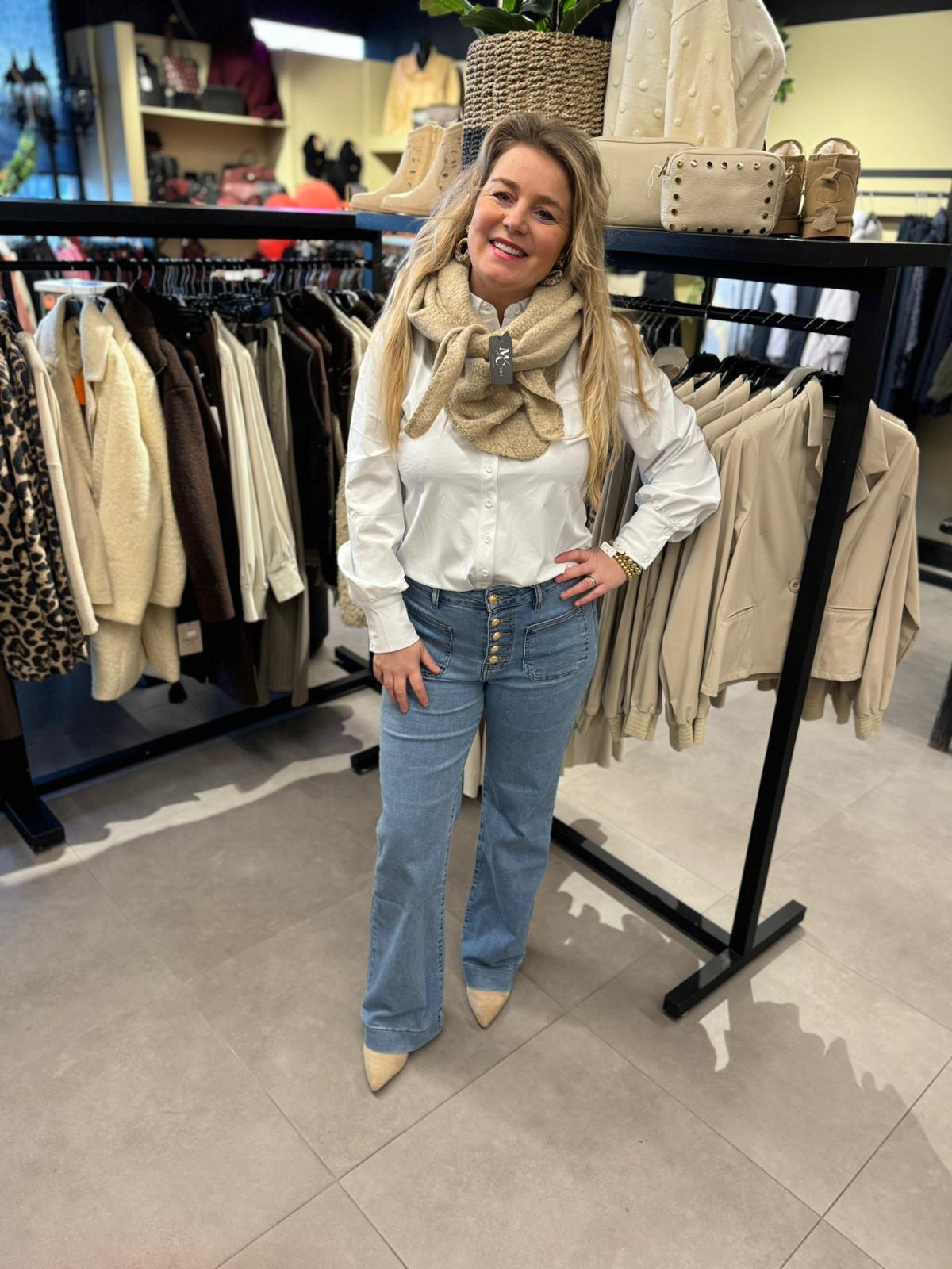 Driehoek sjaal beige