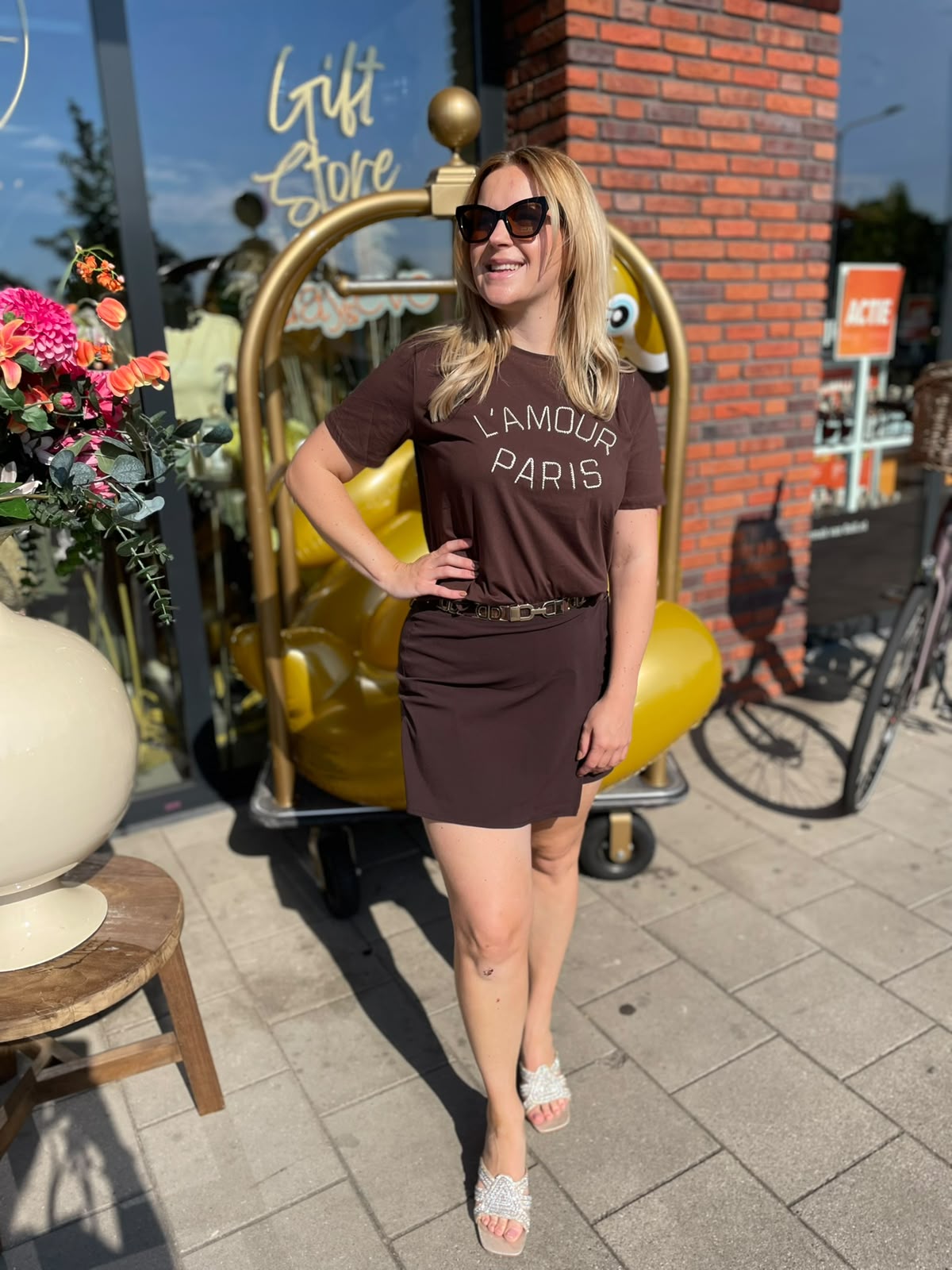 L'amour Paris shirt bruin