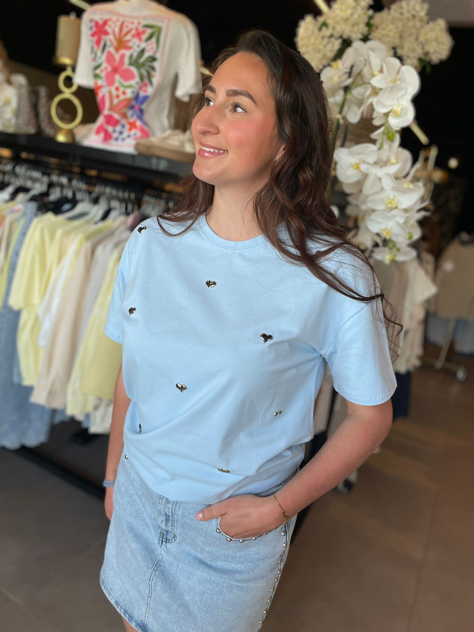 Shirt hartjes blauw