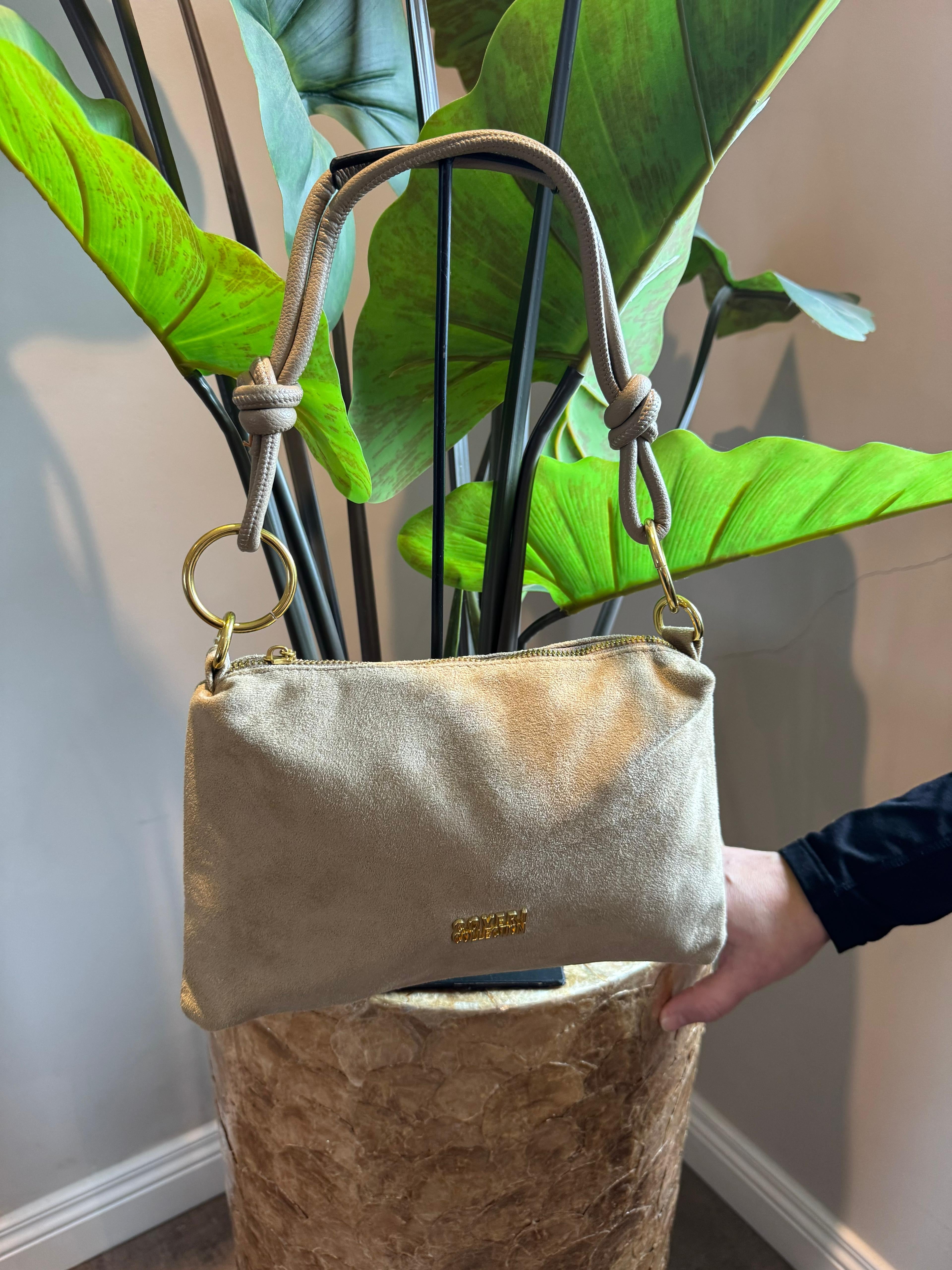 Suedinelook tas Megan klein taupe