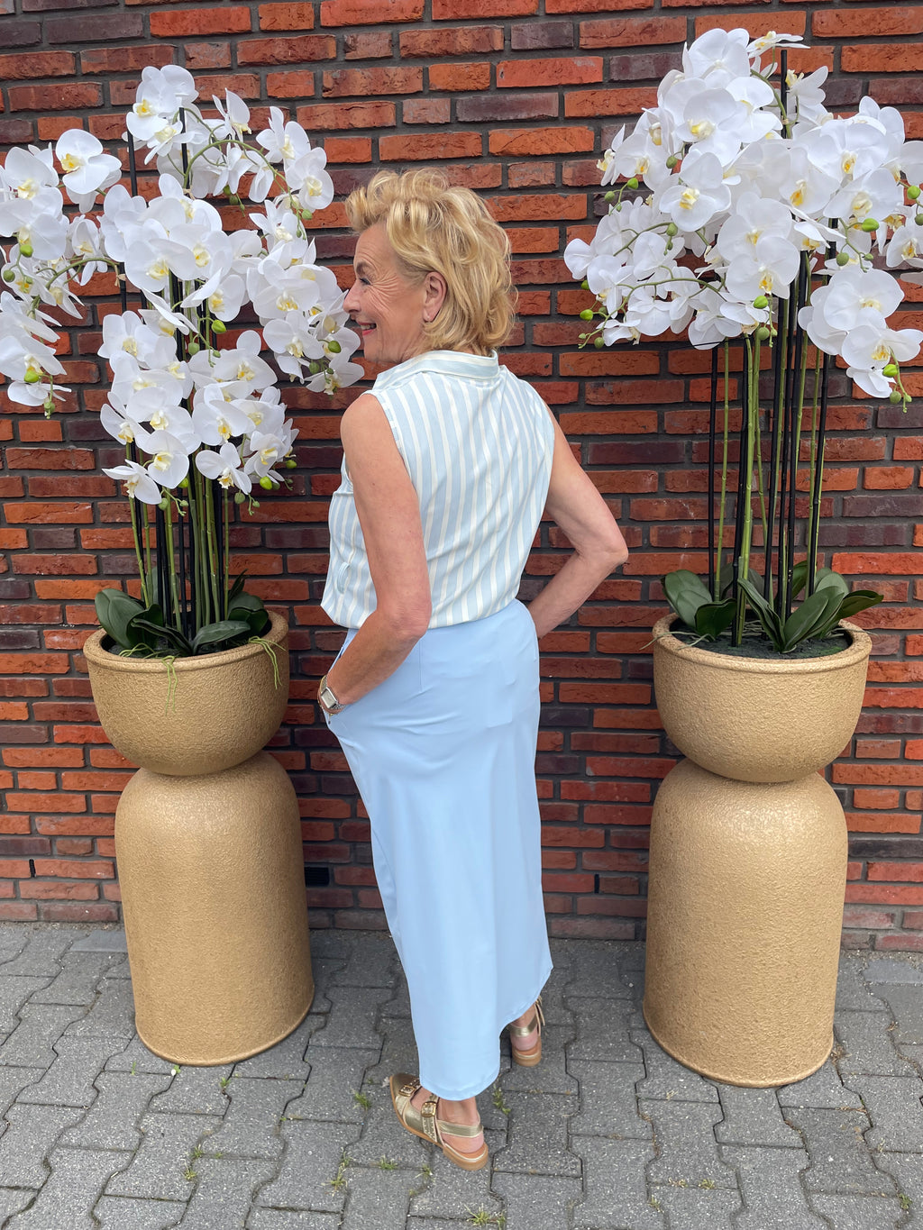 Triple Nine Top BLS-5944 Lichtblauw streep