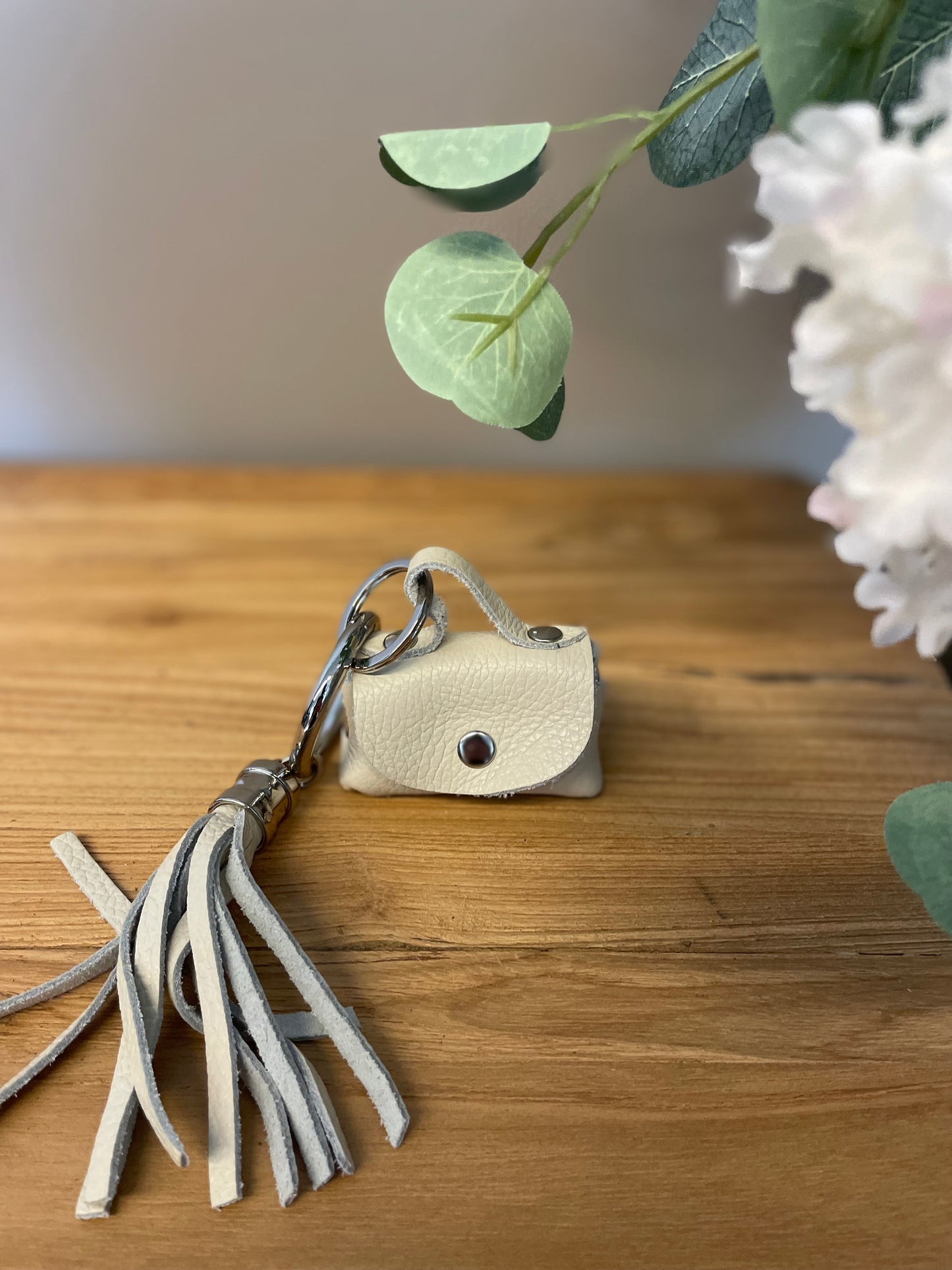 Sleutelhanger Mini tas beige