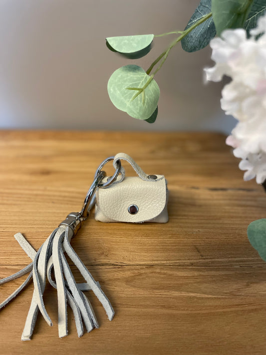 Sleutelhanger Mini tas beige