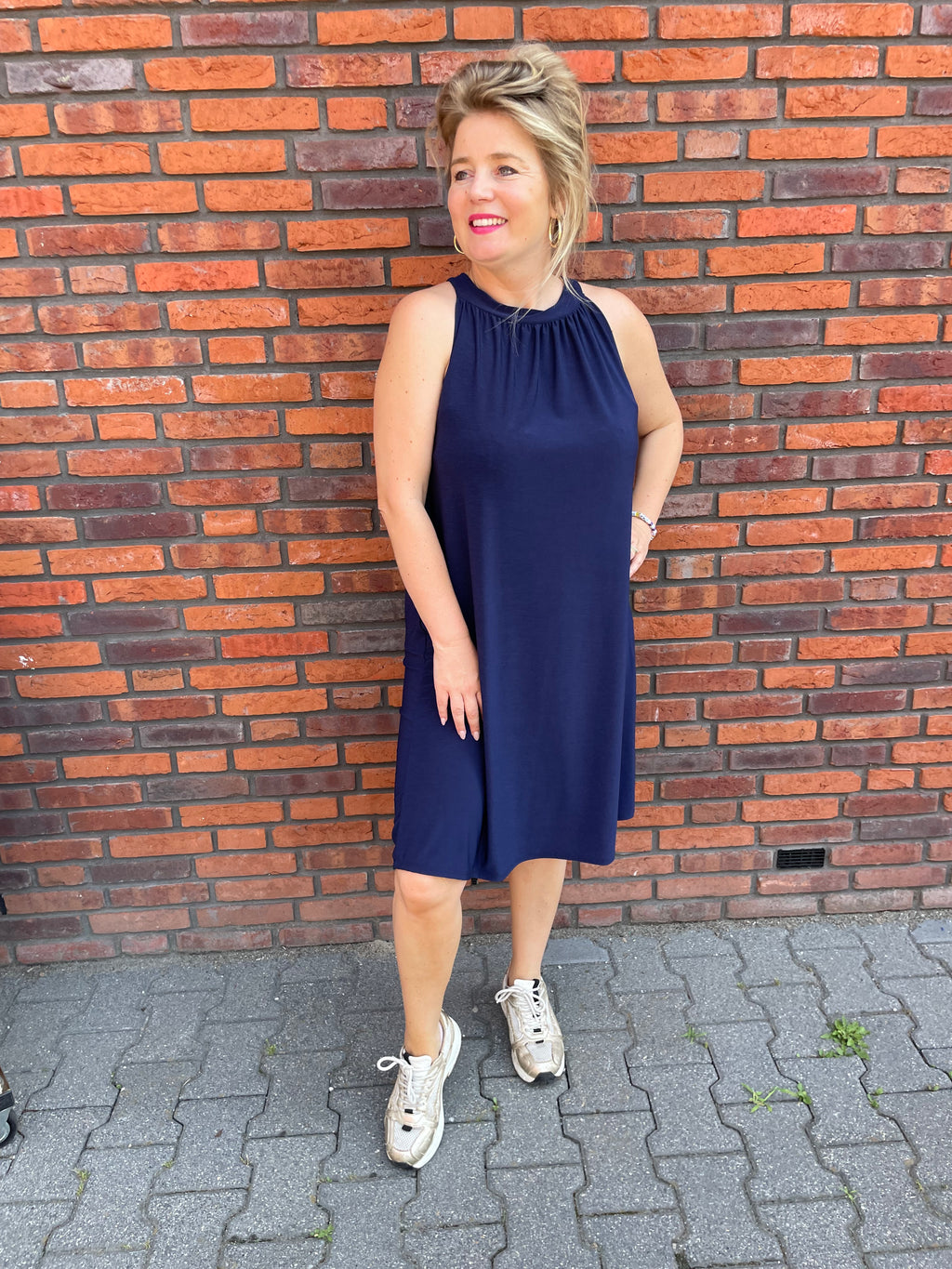 Halterjurk effen Blauw