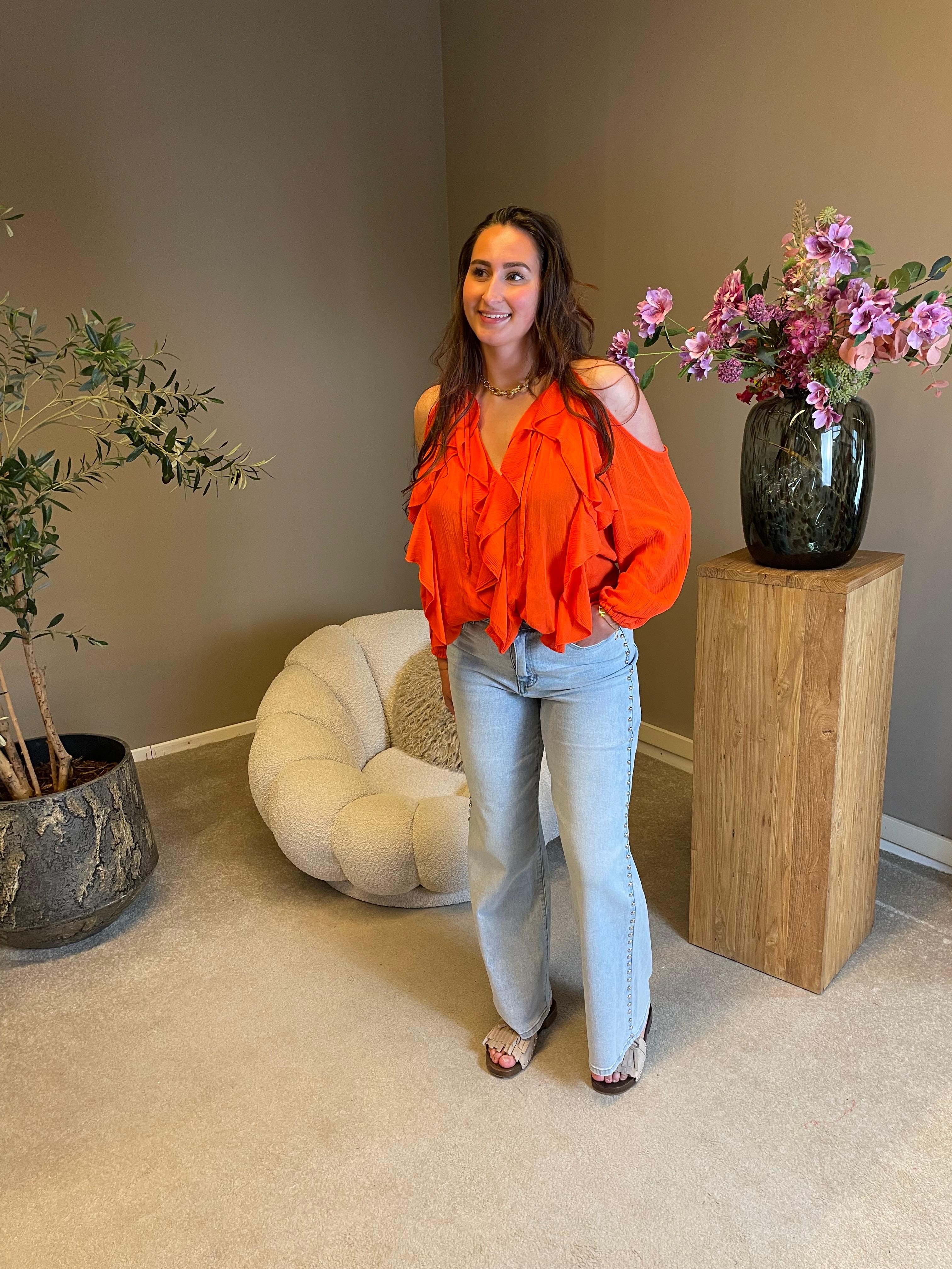 Open shoulder blouse Kailee oranje