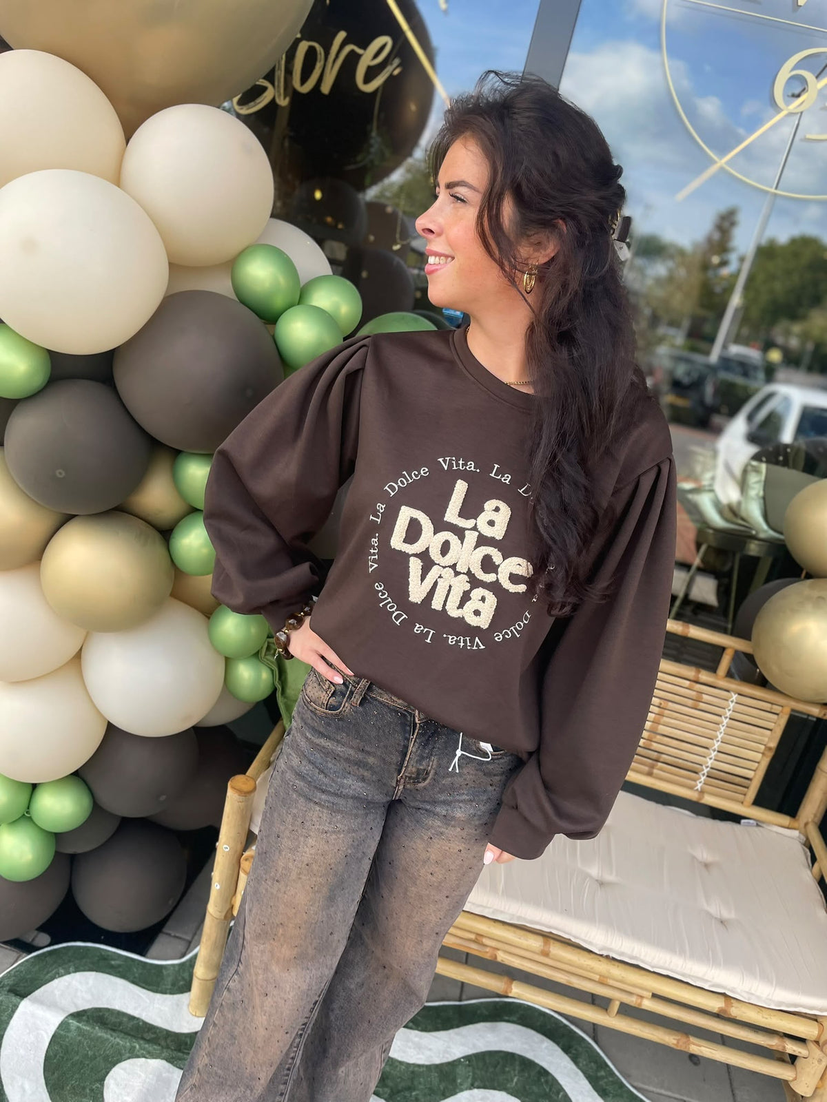 Trui la dolce vita bruin