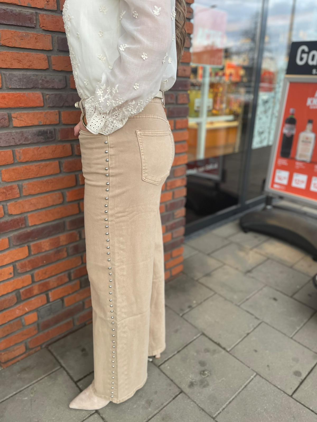 Jeans beige met studs RD9118-15