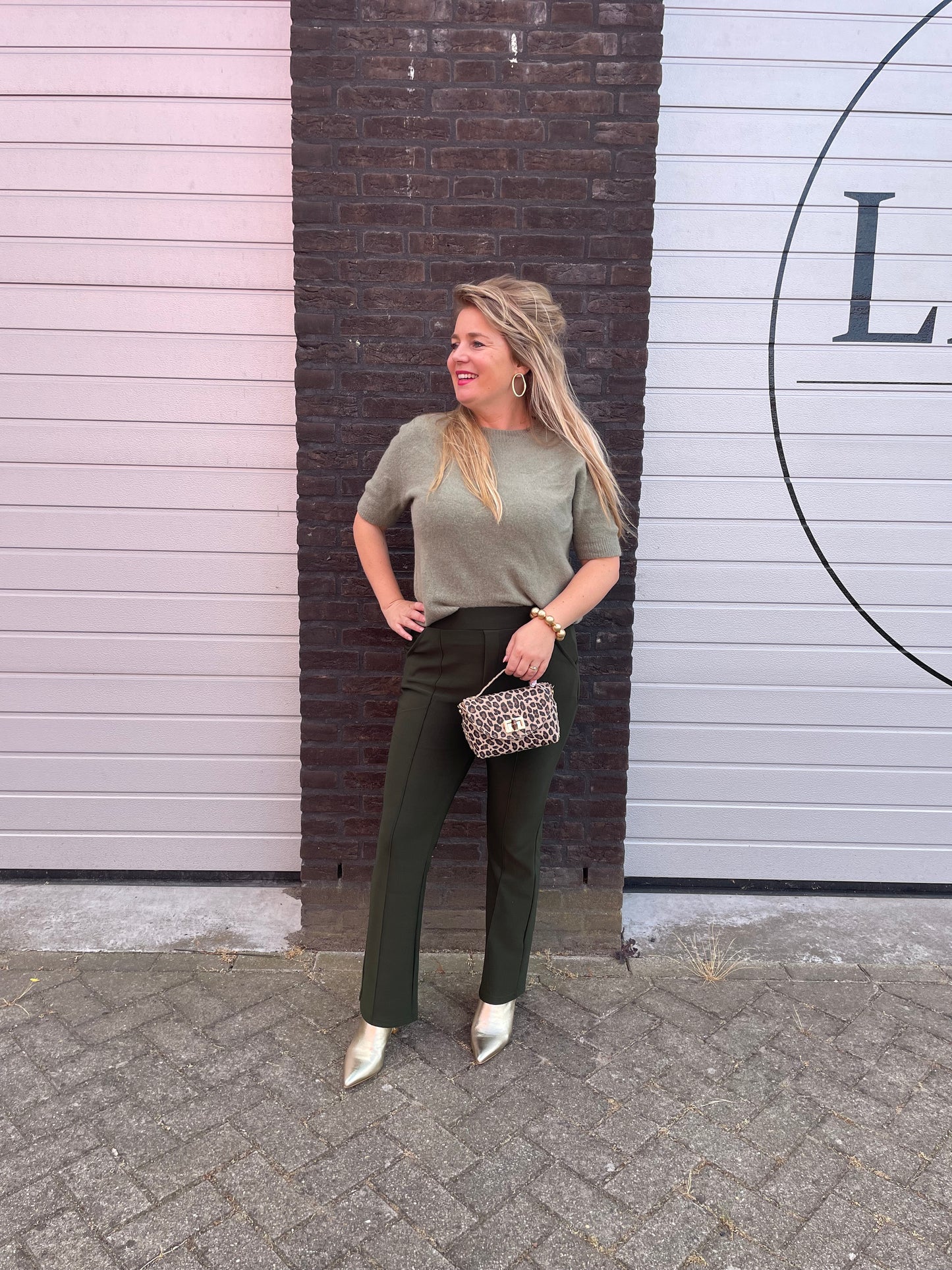 Legging met bies groen