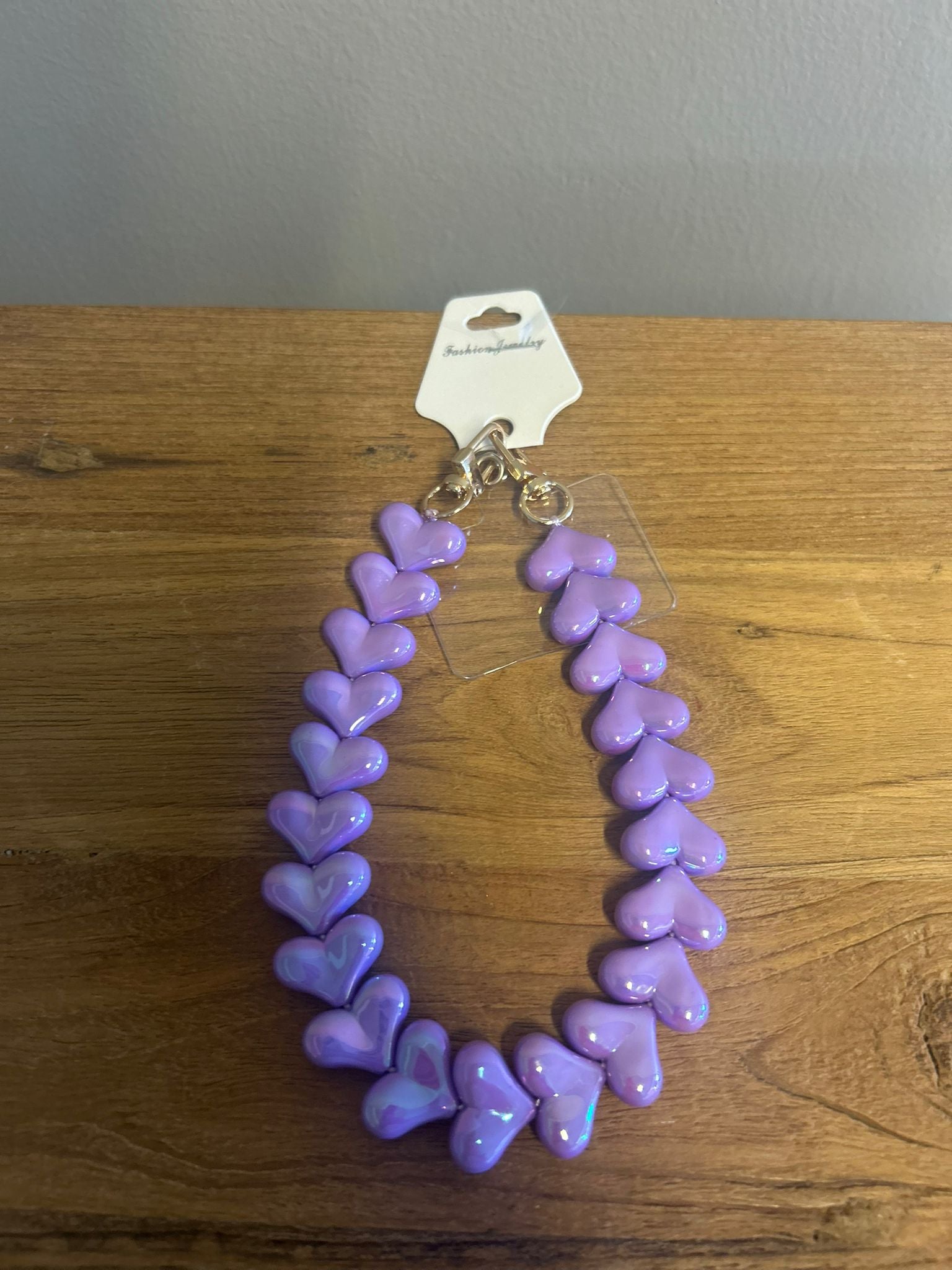 Telefoonkoord hartjes paars