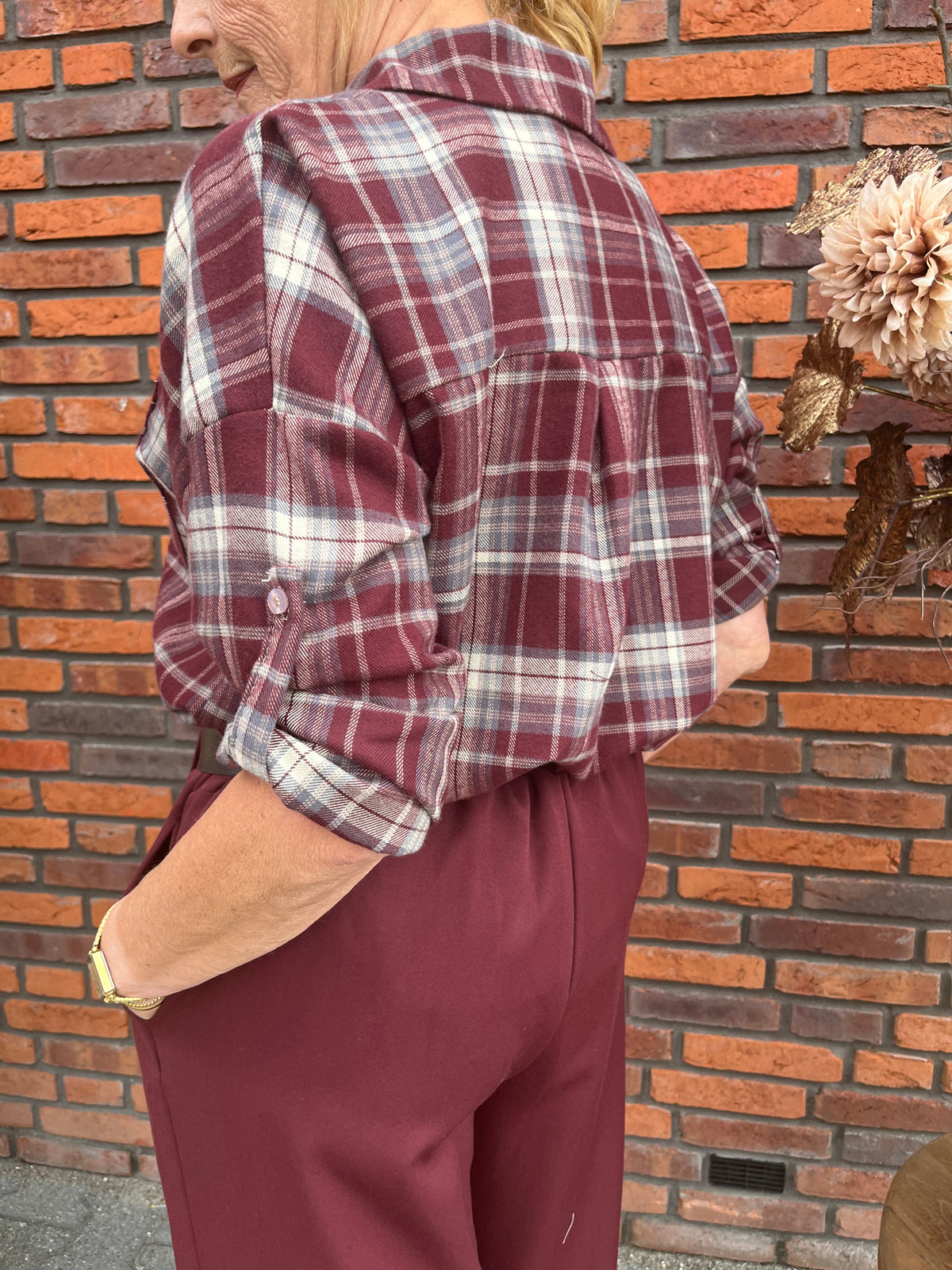 Blouse Kaat ruit bordeaux