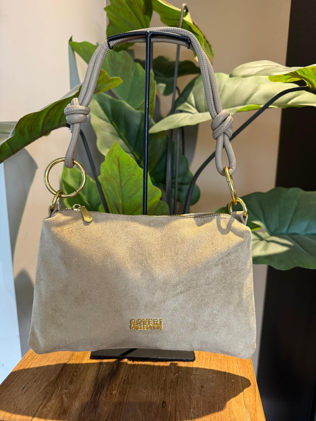 Suedinelook tas Megan klein taupe