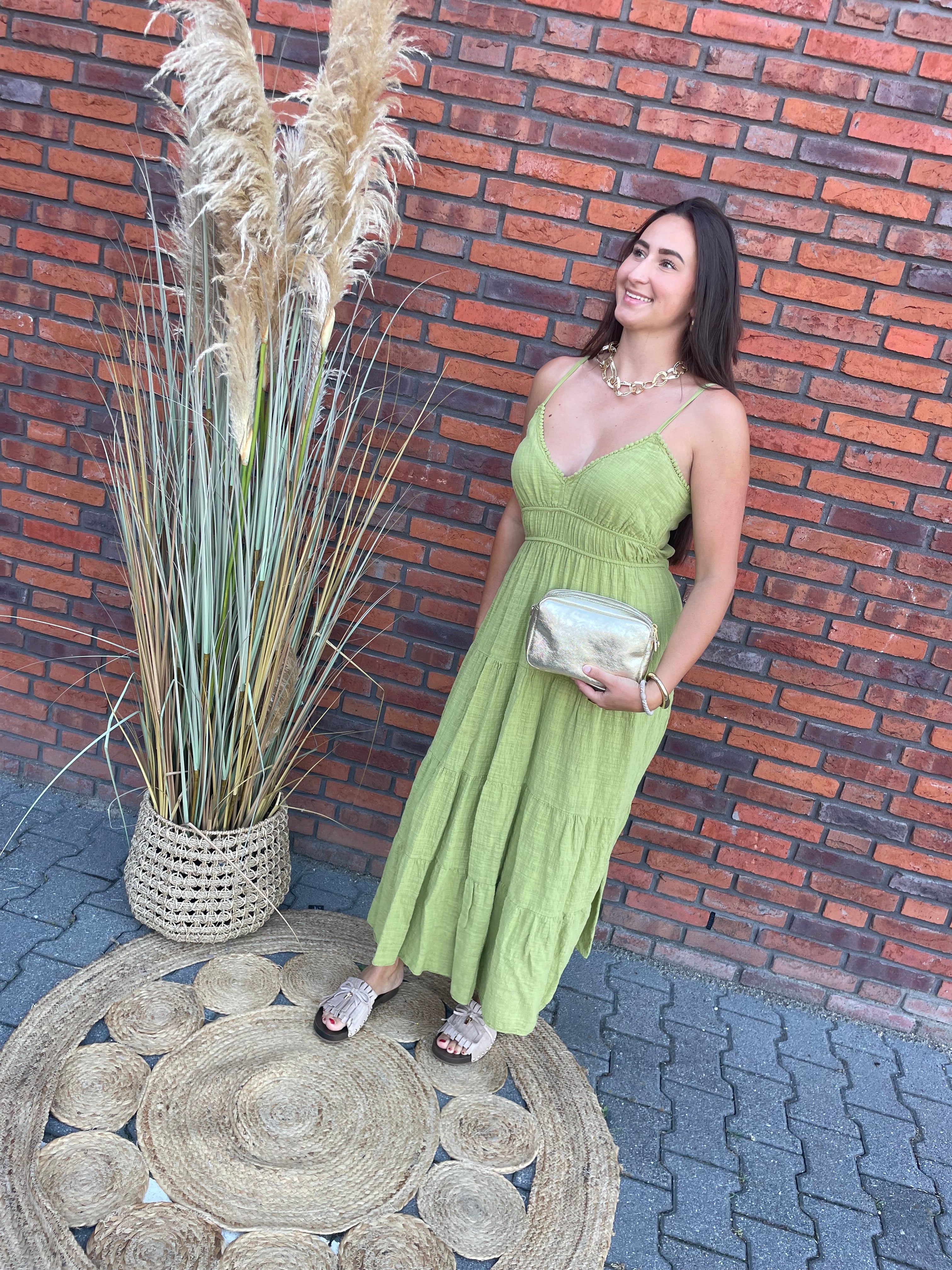 Jurk open back groen