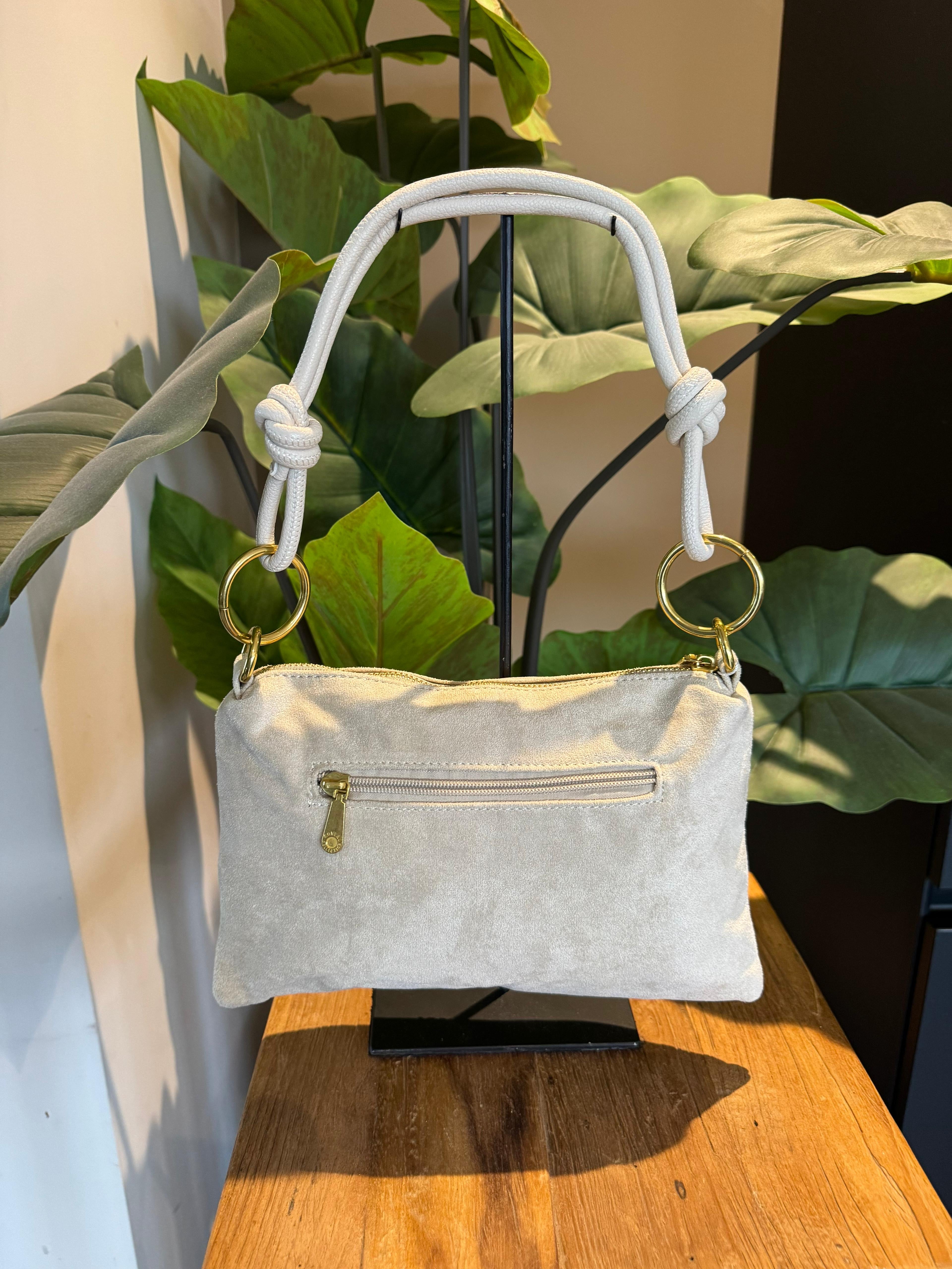 Suedinelook tas Megan klein taupe