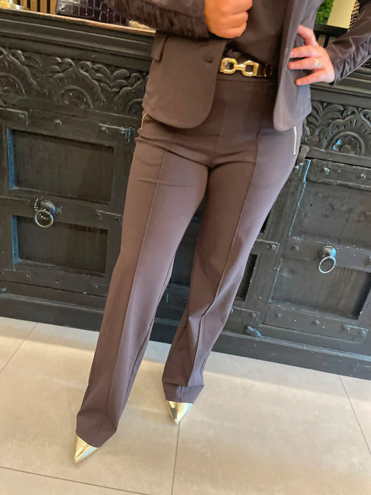 Angelle milan - Straight broek donkerbruin 2112A