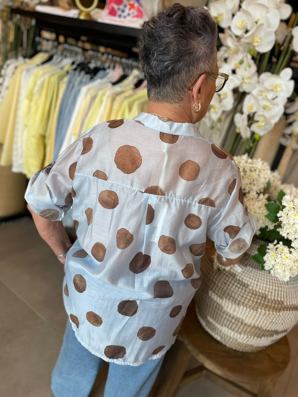 Blouse Dots lichtblauw